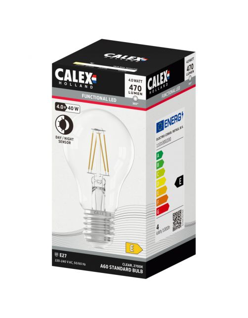 Calex Led Standaard Filament E27 A60 400lm Sensor - Lichtbron - 1 28 g Warm Wit 1 stuk
