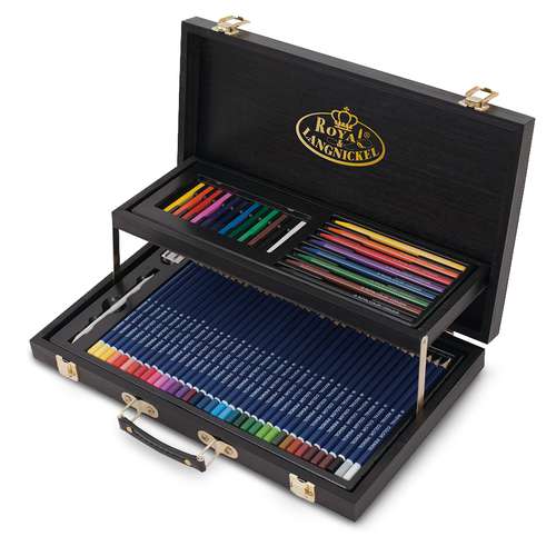 Royal & Langnickel Zeichenkoffer-Set, Essentials Black Series™, 58-teilig