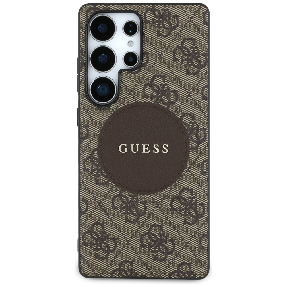 Samsung Galaxy S25 Ultra Leder Hardcase Hülle 4G Round Patch Logo MagSafe-Modul (GUHMS25LP4PGRSGW) - Braun