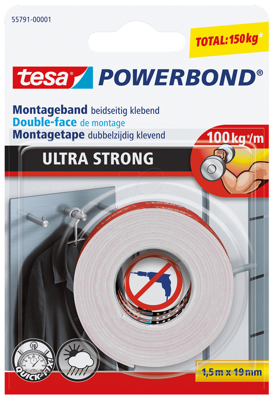 Tesa Montageband Ultra Strong, 19 mm x 1.5 m