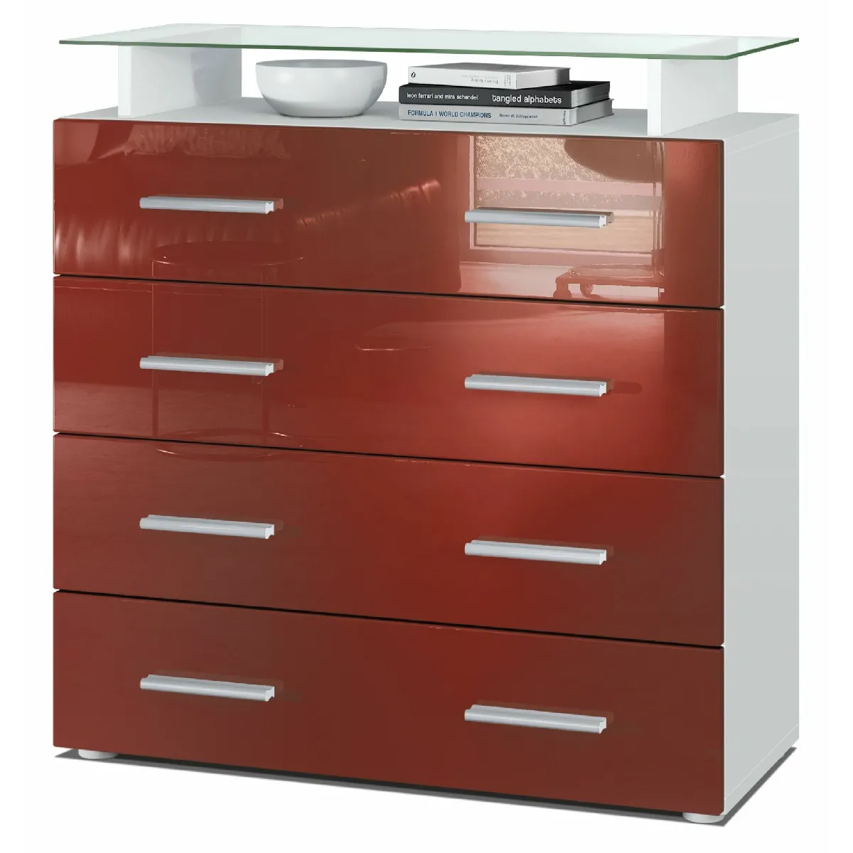 MPC Commode Blanc/Bordeaux
