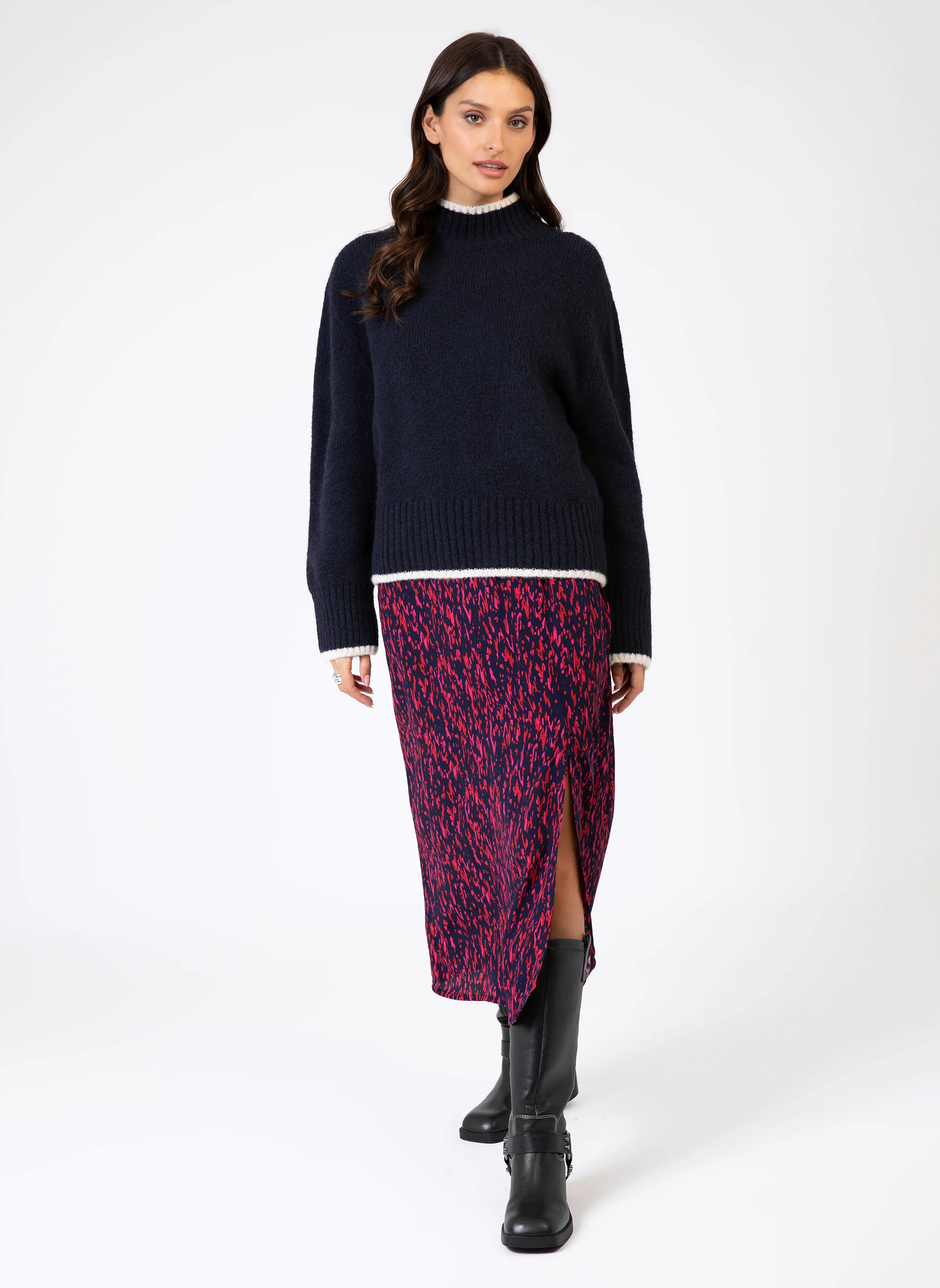 LEROLANA - Pull col montant | Bleu