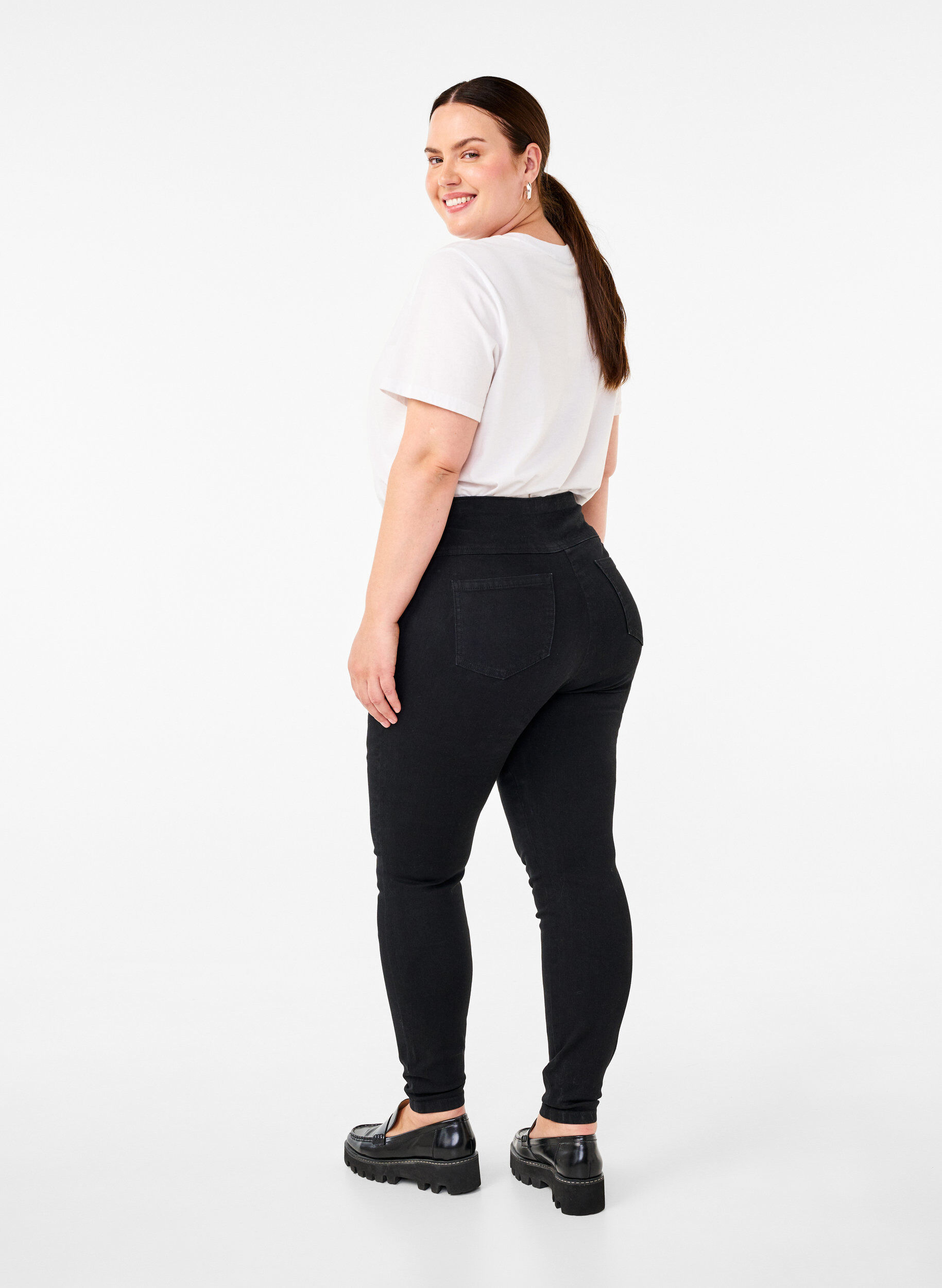 Stretchy jeggings med høj talje