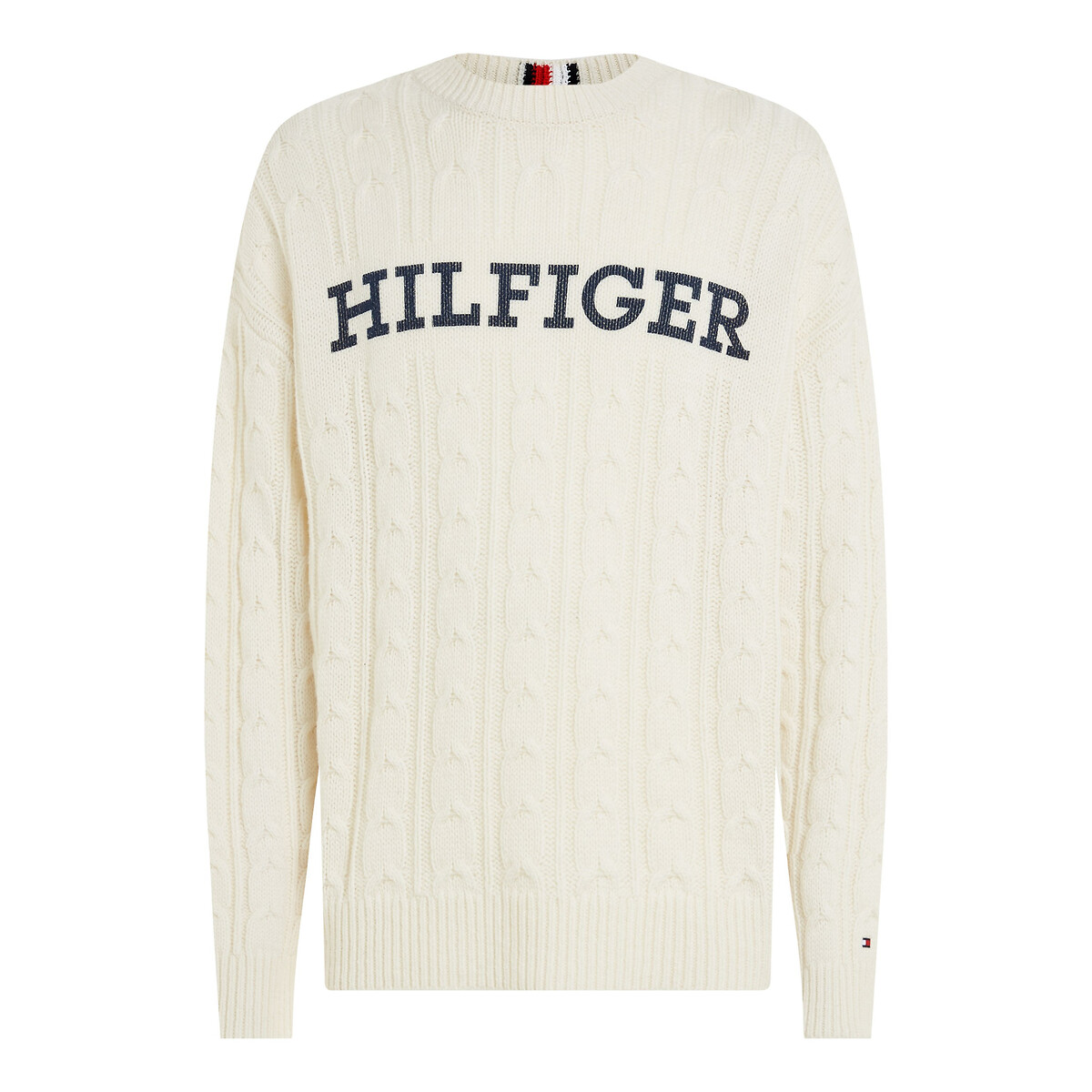 TOMMY HILFIGER<br>Suéter gola alta, malha com logotipo grande