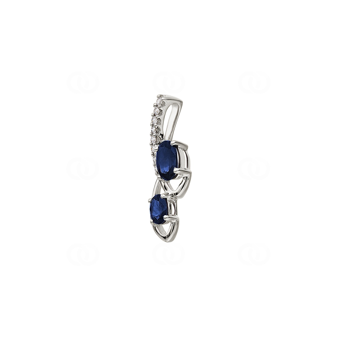 Anhänger 750/18 K Weissgold mit Saphiren & Diamanten 0.06 ct H/si