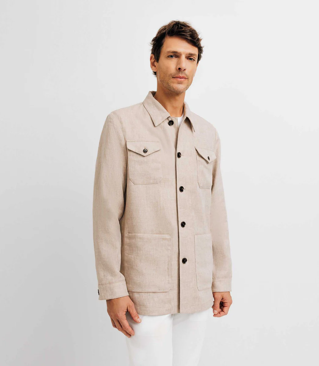 Veste casual 100% lin beige