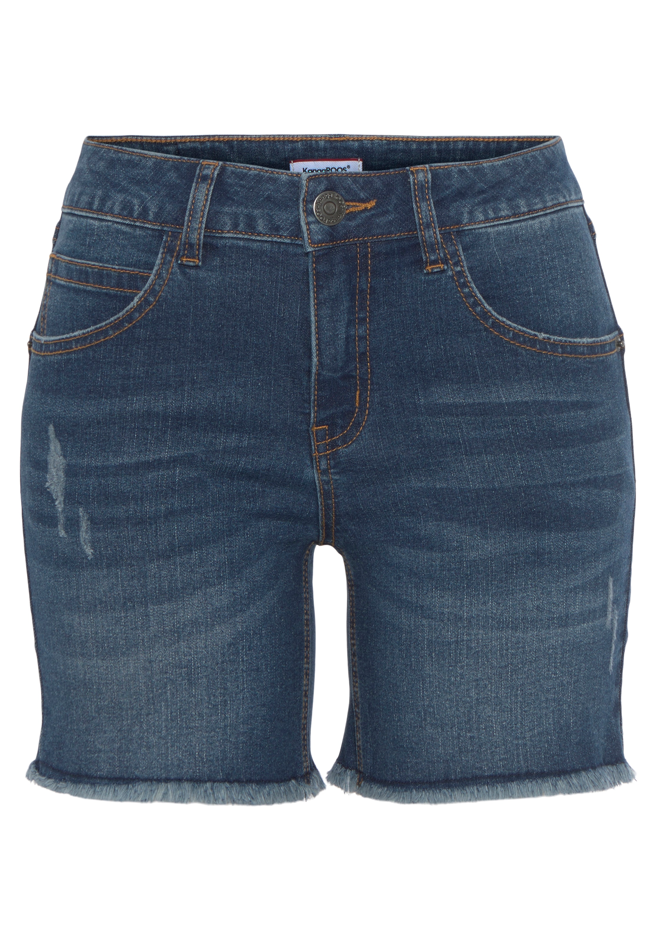 KangaROOS Jeanshotpants , kurze Schnittform,  mit Destroyed-Effekten,  klassische Leibhöhe
