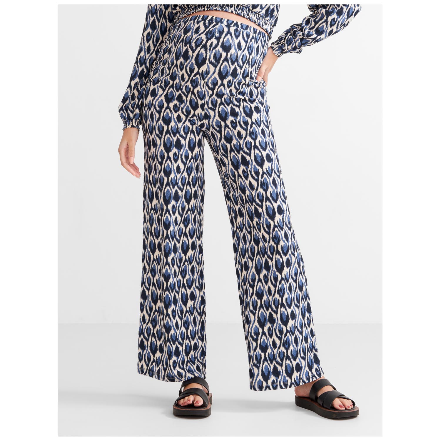 Prénatal zwangerschapsbroek lang all over print blauw