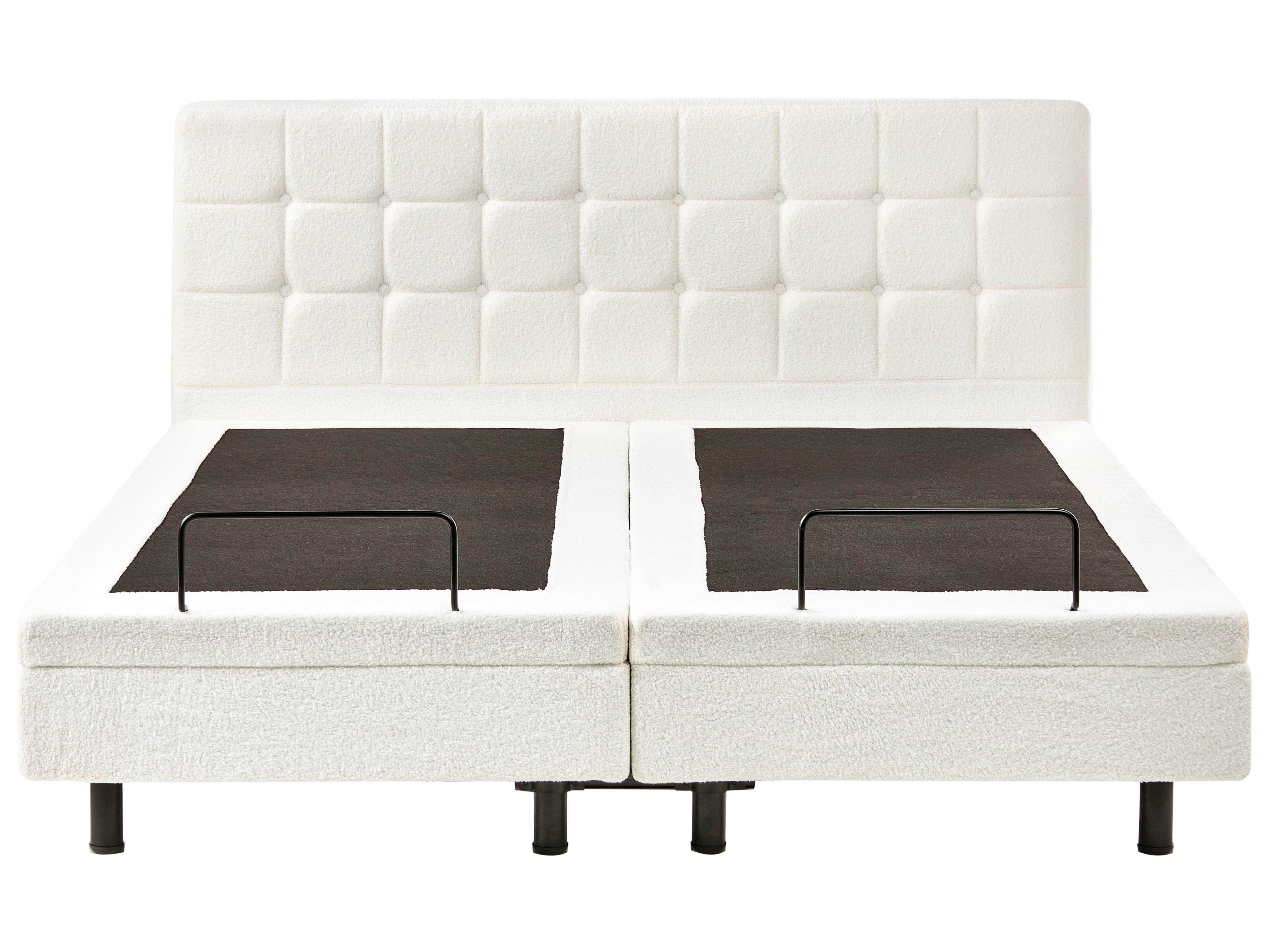 Verstelbaar bed Bouclé DUKE 180 x 200 cm Gebroken wit