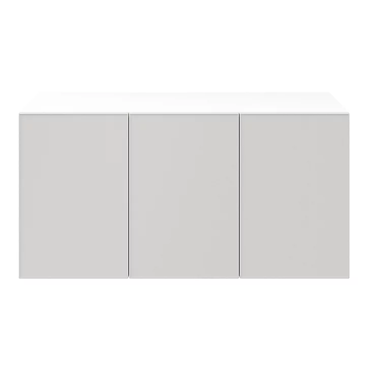 Buffet blanc 3 portes grises claires mates GoodHome Atomia H. 75 x L. 150 x P. 47 cm
