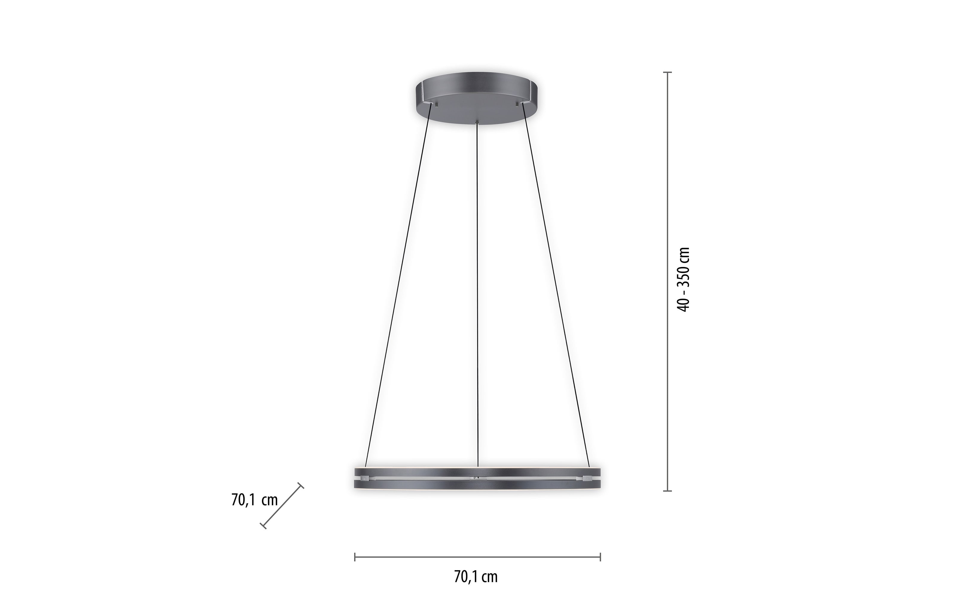 LED-Pendelleuchte Pure E-Clipse, grau, 240 cm