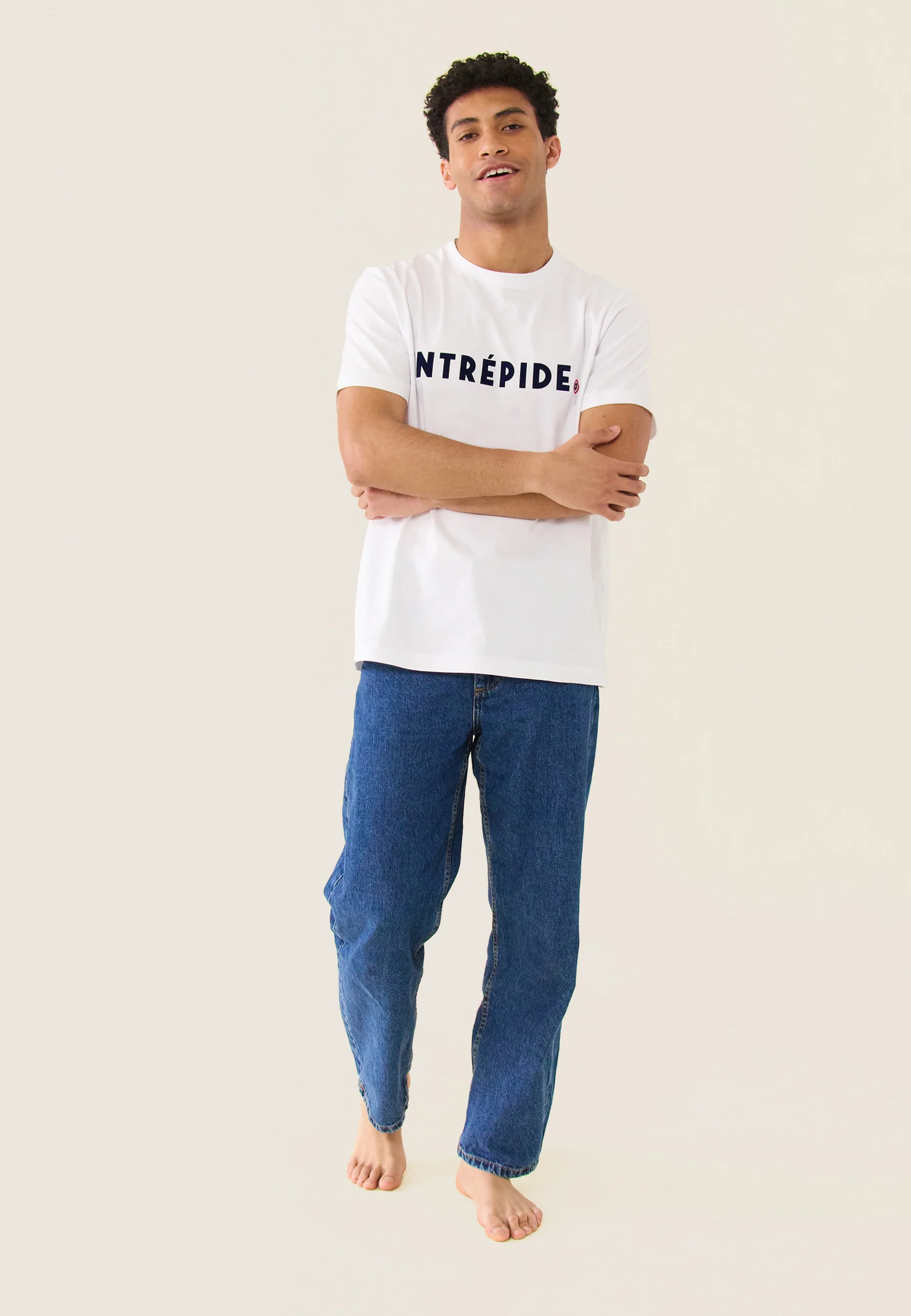 T-shirt mixte col rond en coton-Jean-P Intrépide Blanc