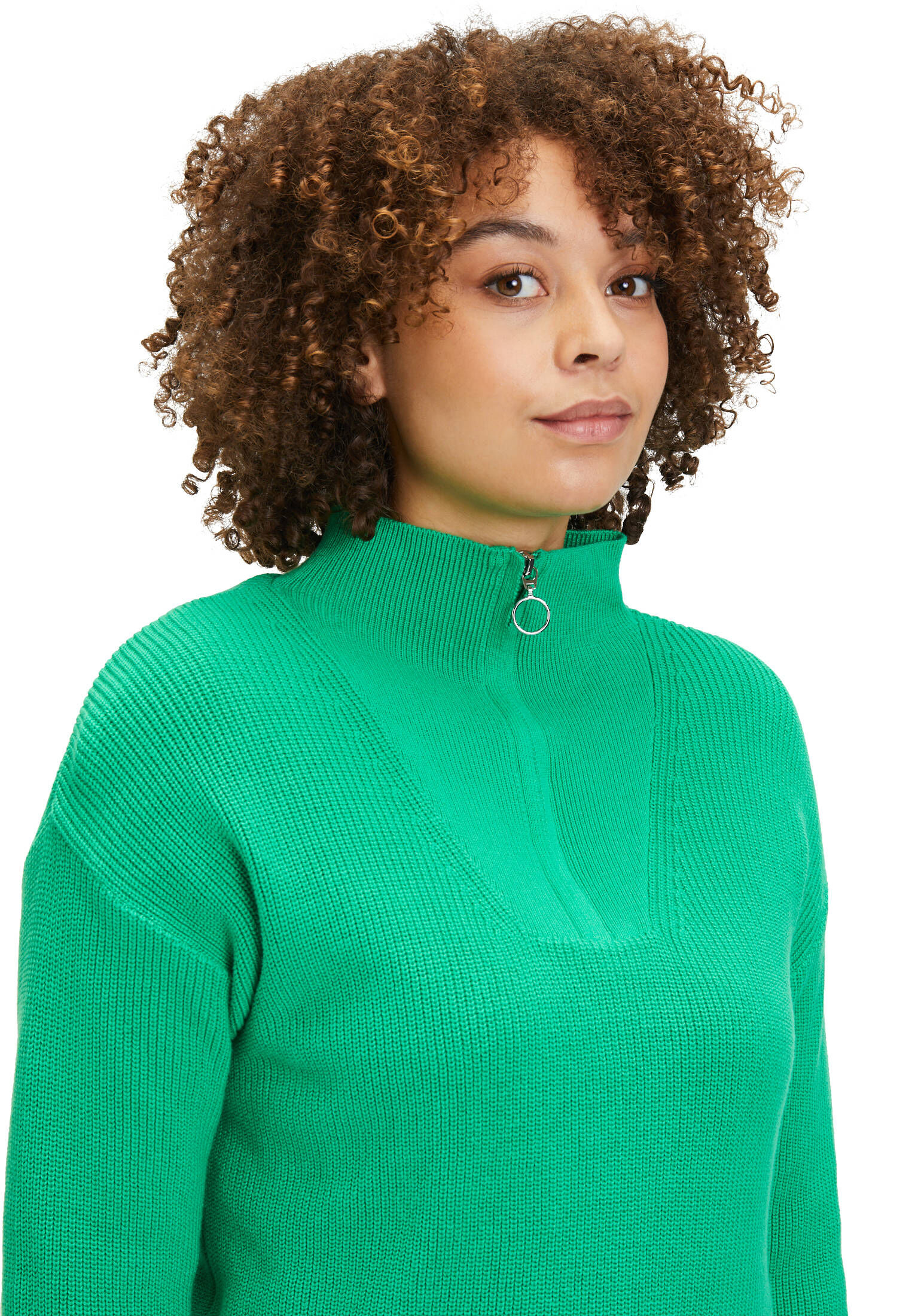 Cartoon| Damen Basic-Strickpullover mit Stehkragen