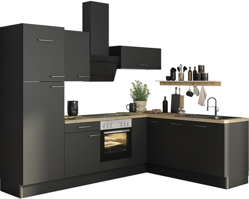 Optifit hoekkeuken met apparatuur Ingvar420 270 cm antraciet mat gedemonteerde variant links KCIN 2720LE-8+