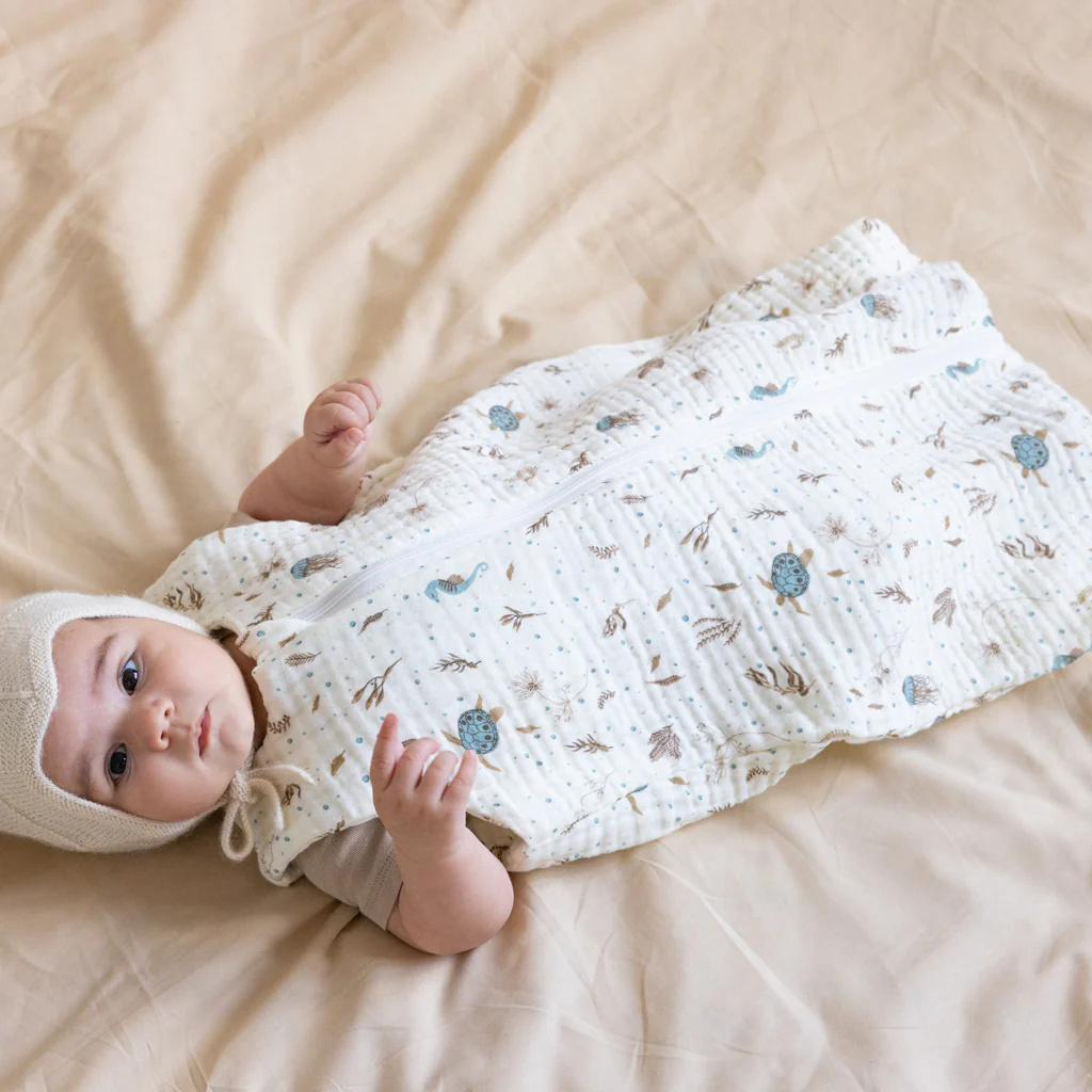 Muslin Sovepose 0-6 Måneder - GOTS - Sea Garden
