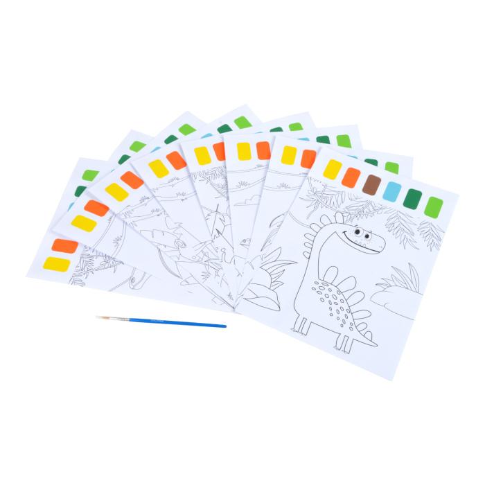 SET 8 TABLEAUX PEINTURE MAGIQUE 21X28.5CM DINO