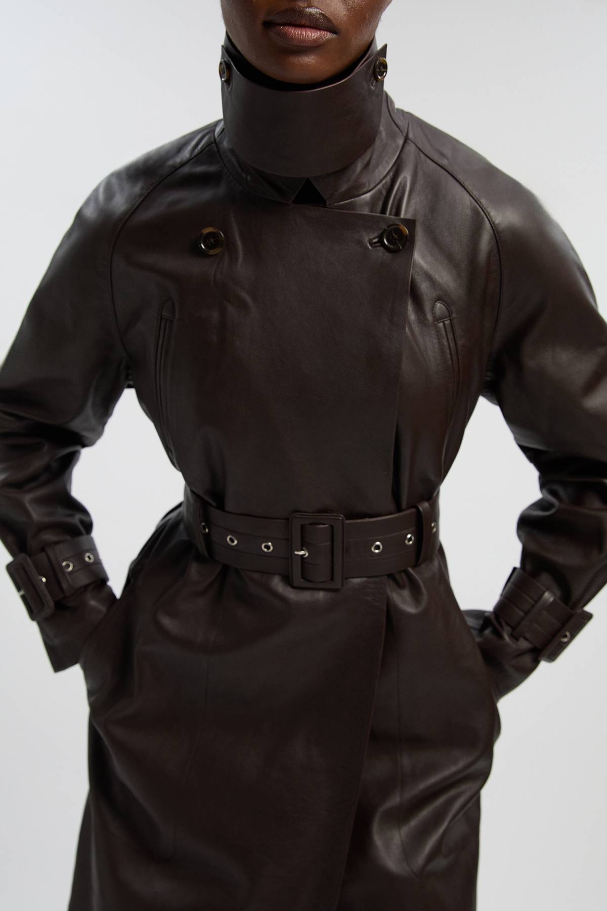 KarenMillen Trench-coat Ceinturé En Cuir Petite