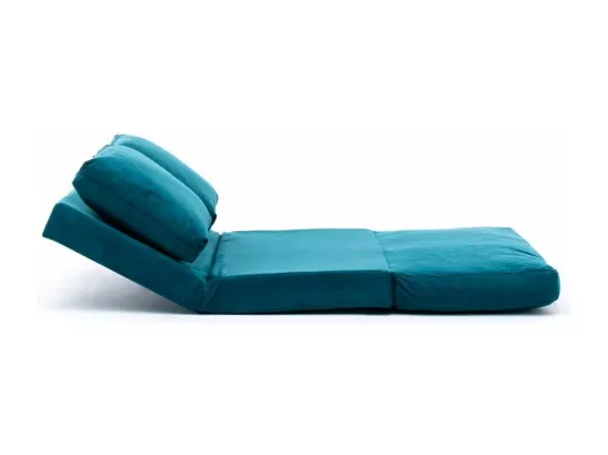 Fauteuil convertible multipositions velours Talya-Couleur Bleu canard-2 places