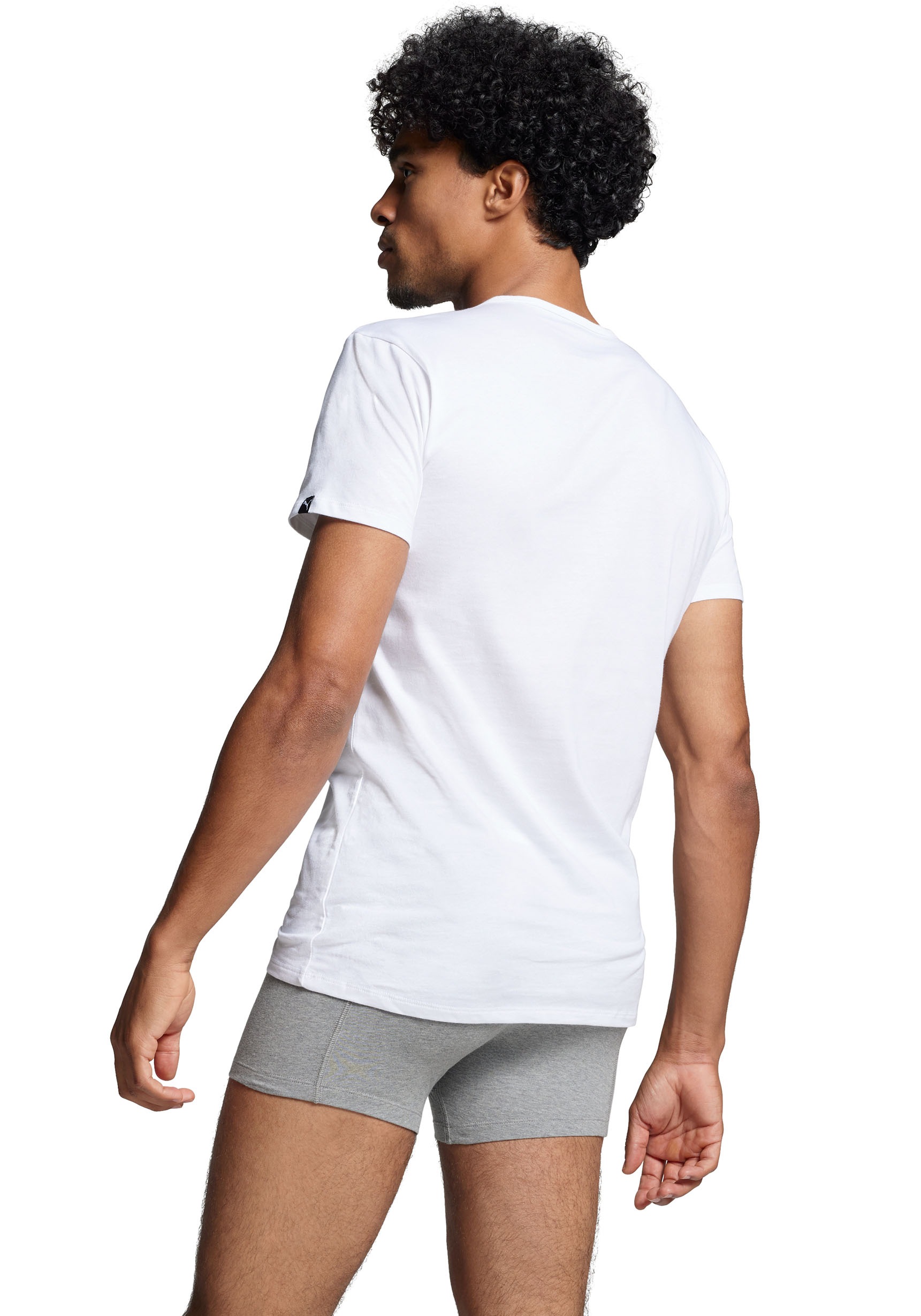 PUMA T-Shirt »PUMA BASIC 2P V-NECK TEE«, V-Ausschnitt, Kurzarm, elastisch, Baumwolle