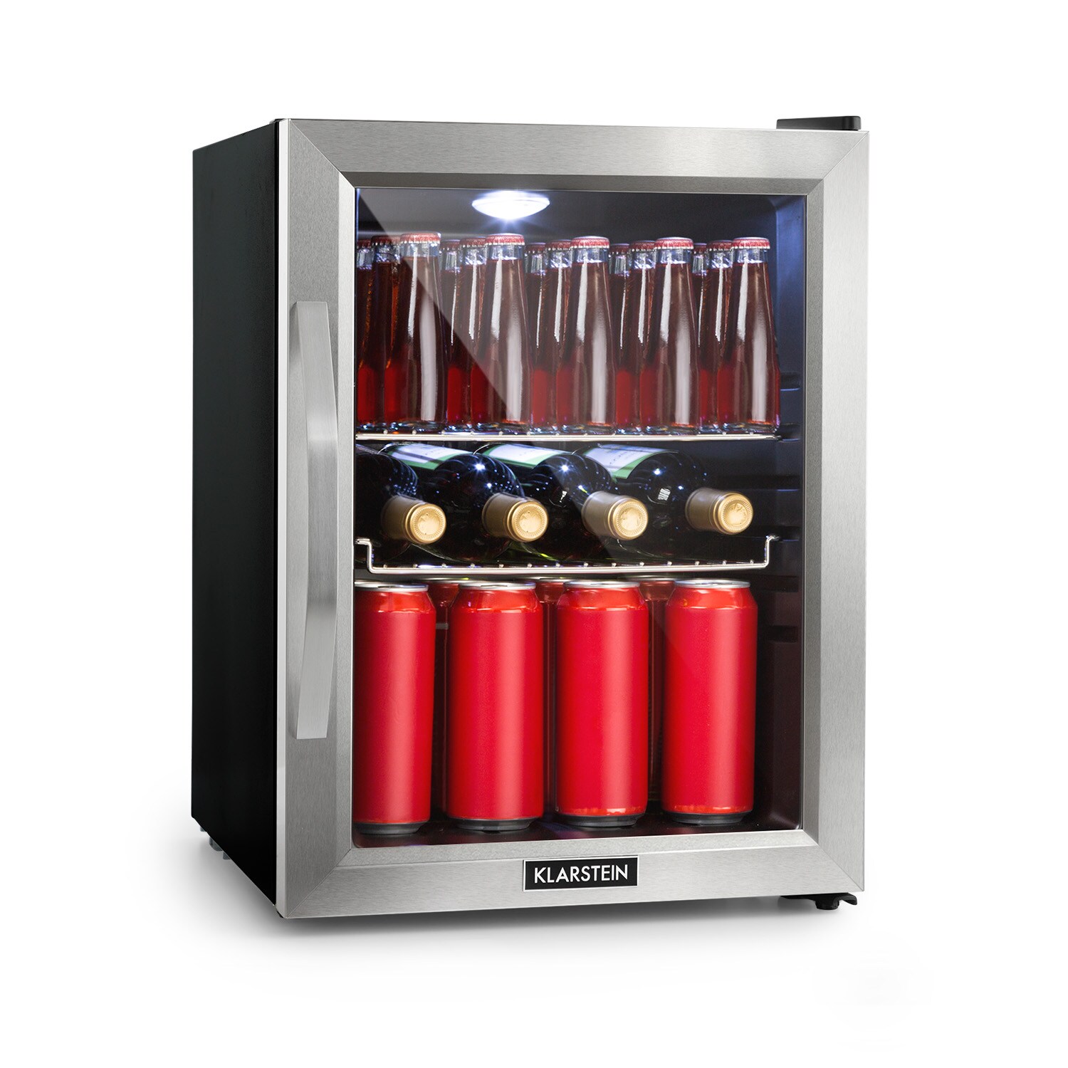 Beersafe M Kühlschrank 33 Liter 2 Böden Panoramaglastür Edelstahl