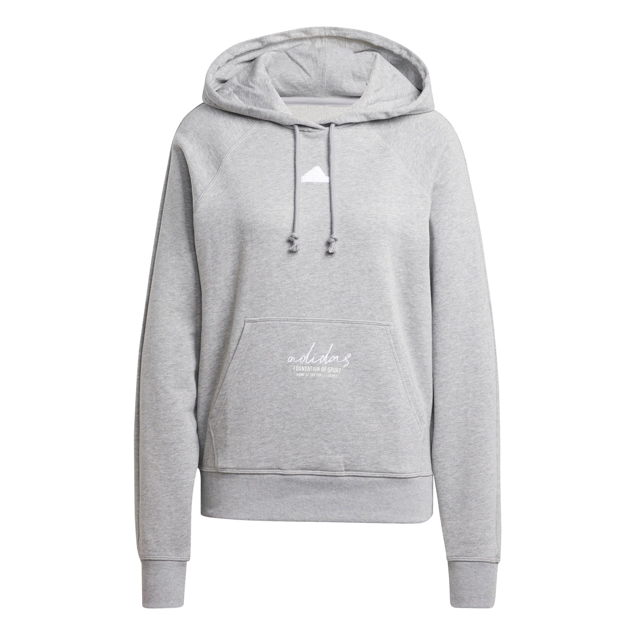adidas Signature Graphic Embroidery French Terry Loose Hoodie Womens