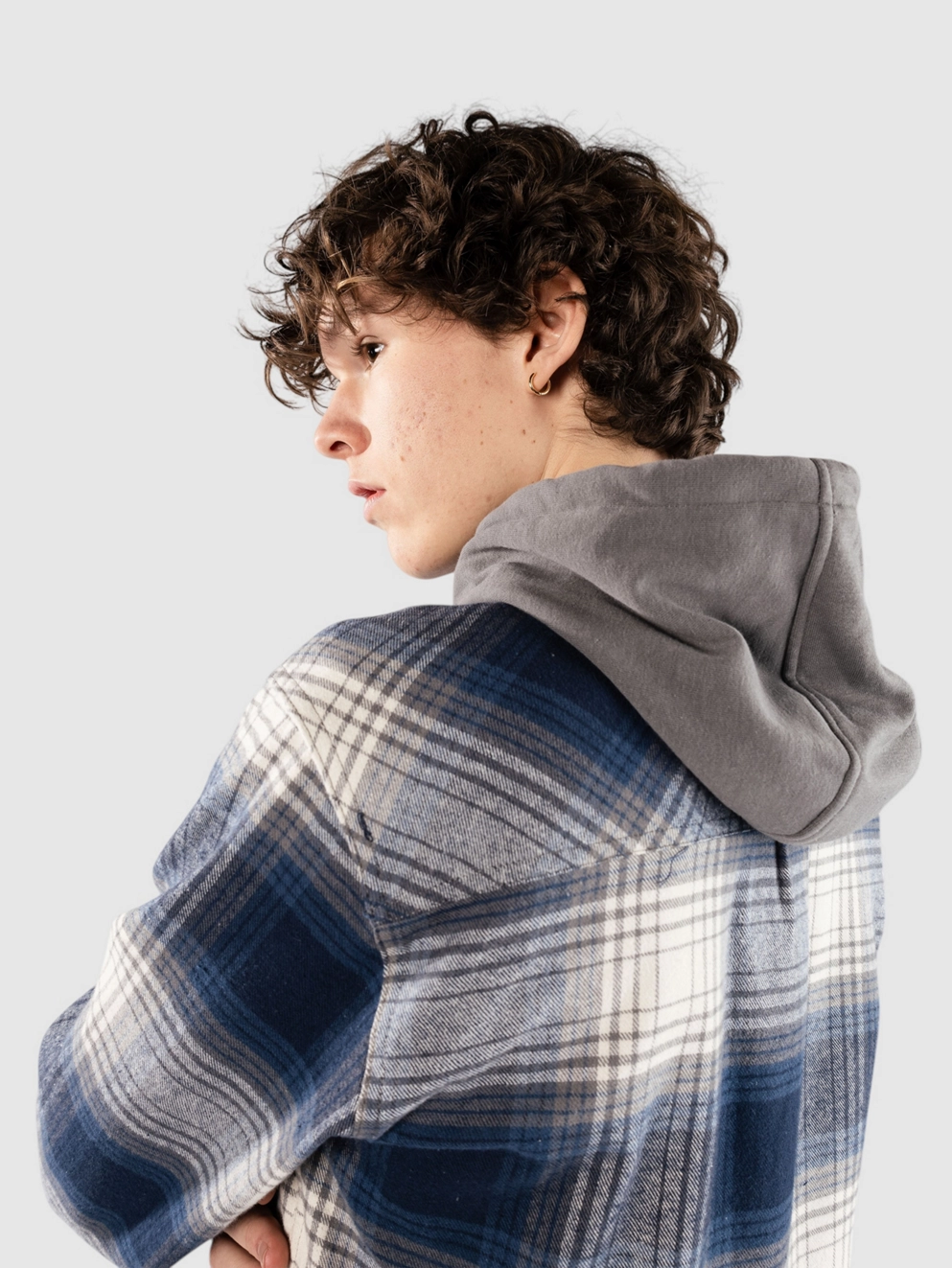 Empyre Browser Hooded Flannel Shirt navy