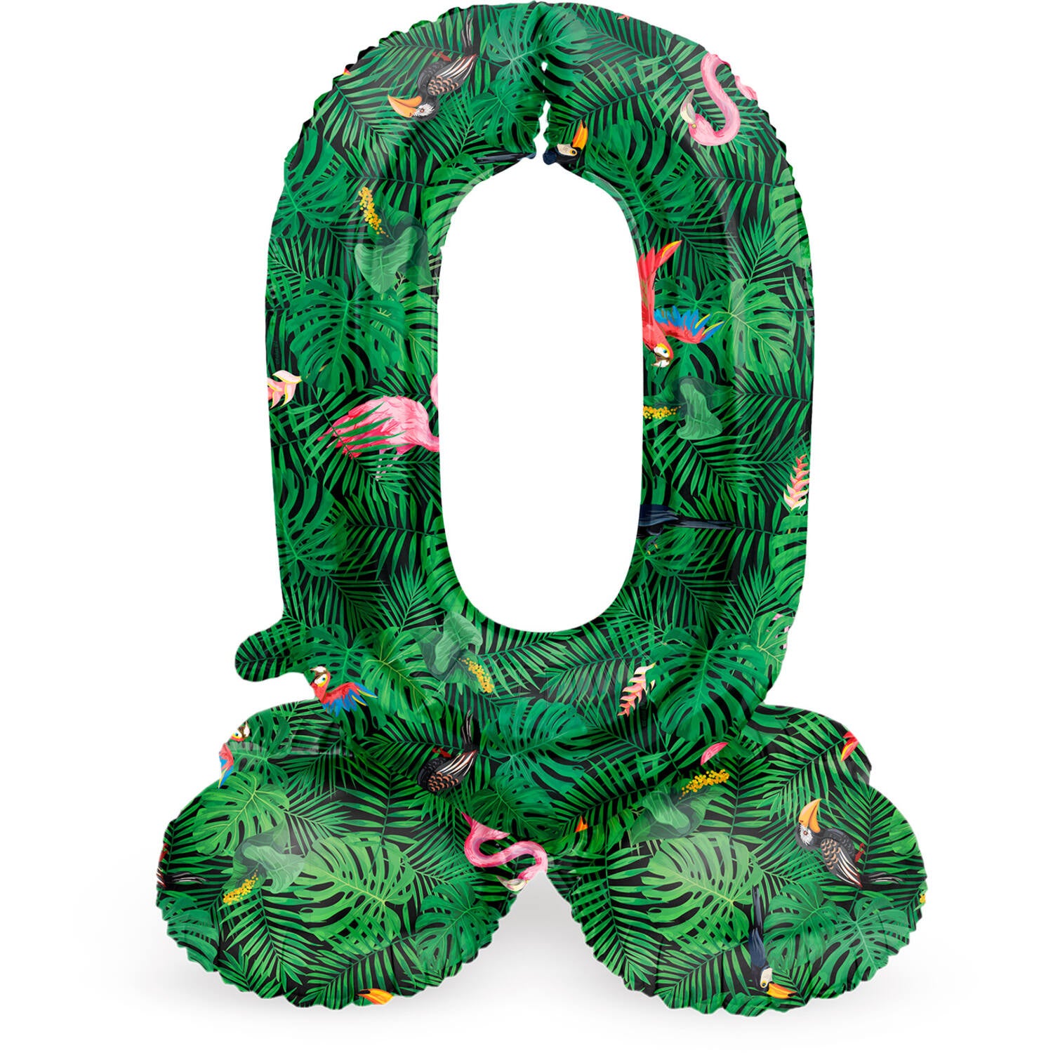 Cijfer Ballon 0 Jaar Jungle Met Standaard Leeg 41cm