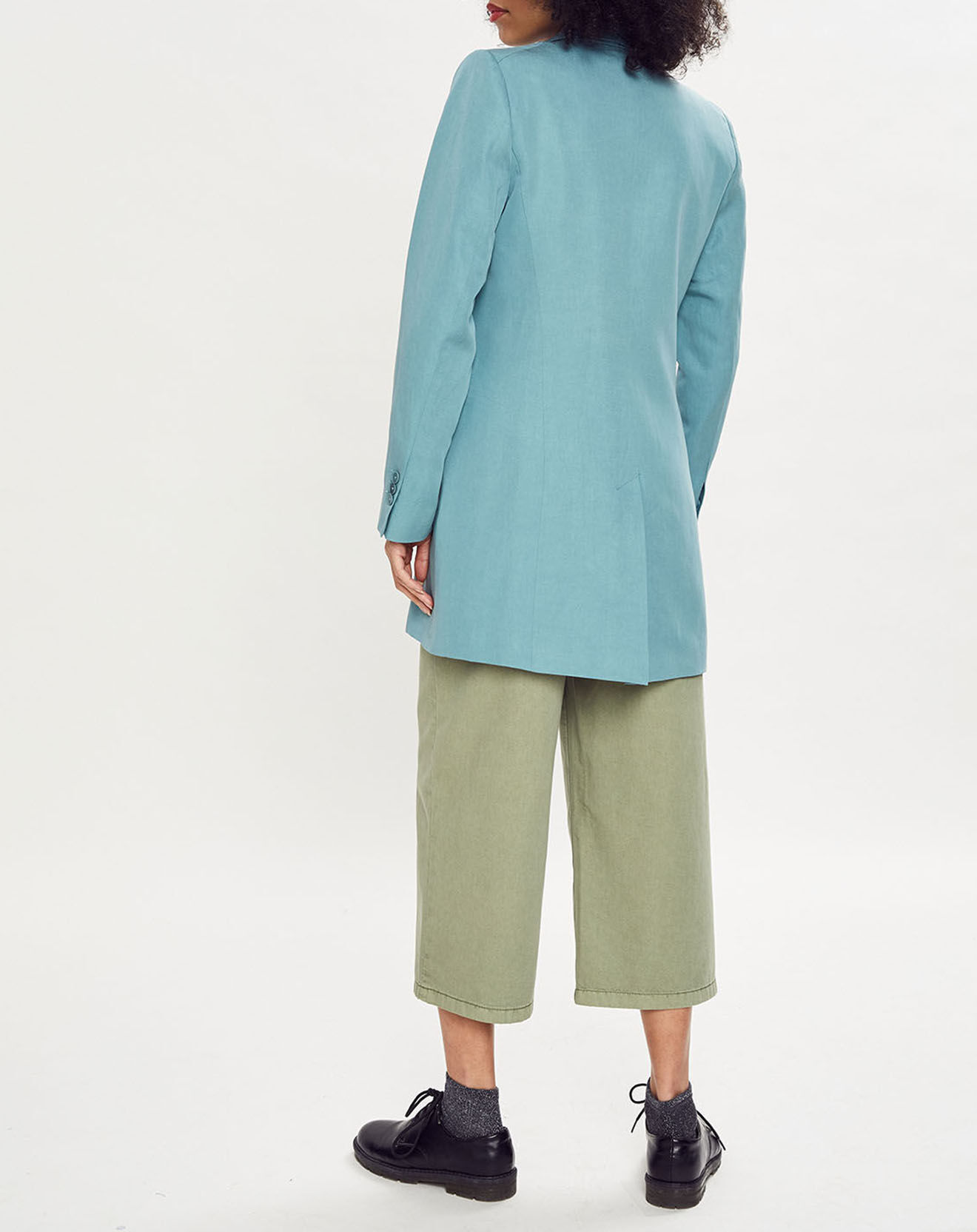Esprit Blazer long en Lin mélangé bleu turquoise