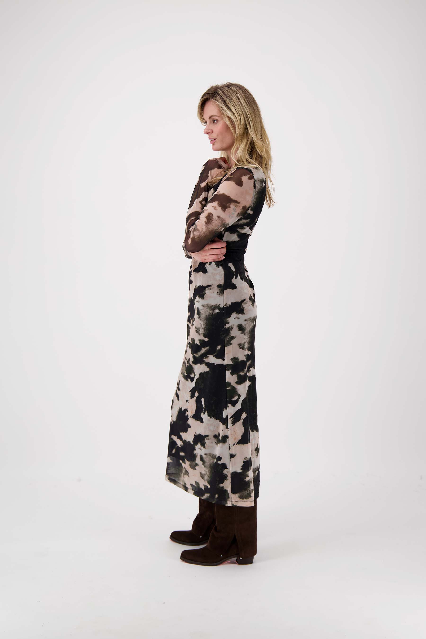 mesh jurk met print