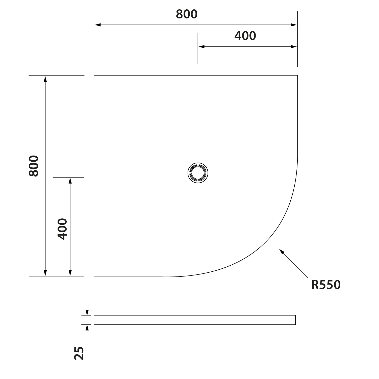 Polysan Flexia kwartronde douchebak 80x80cm wit