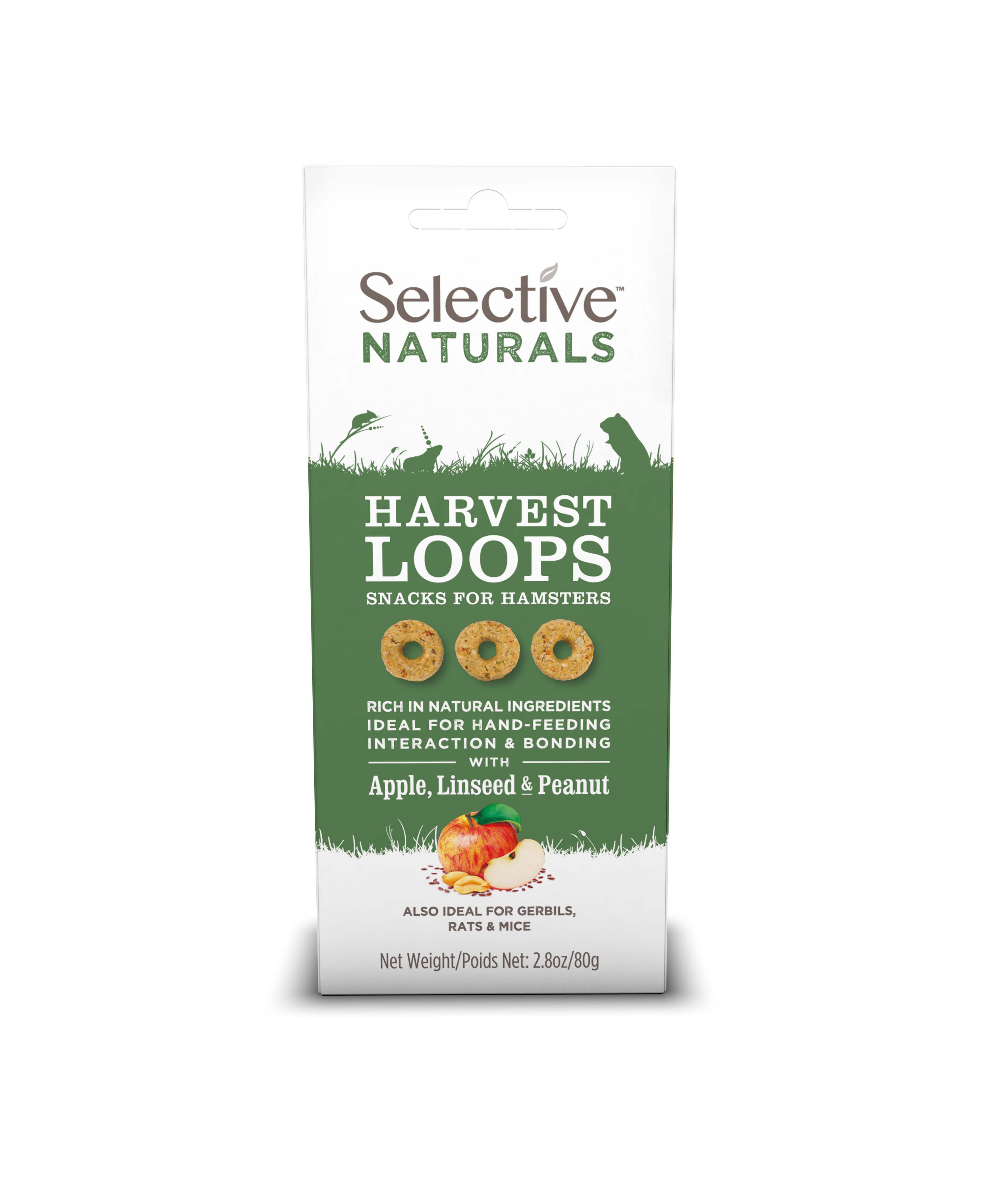Science selective Harvest Loops  - Knaagdiersnack - 80 Gram - Appel en lijnzaad