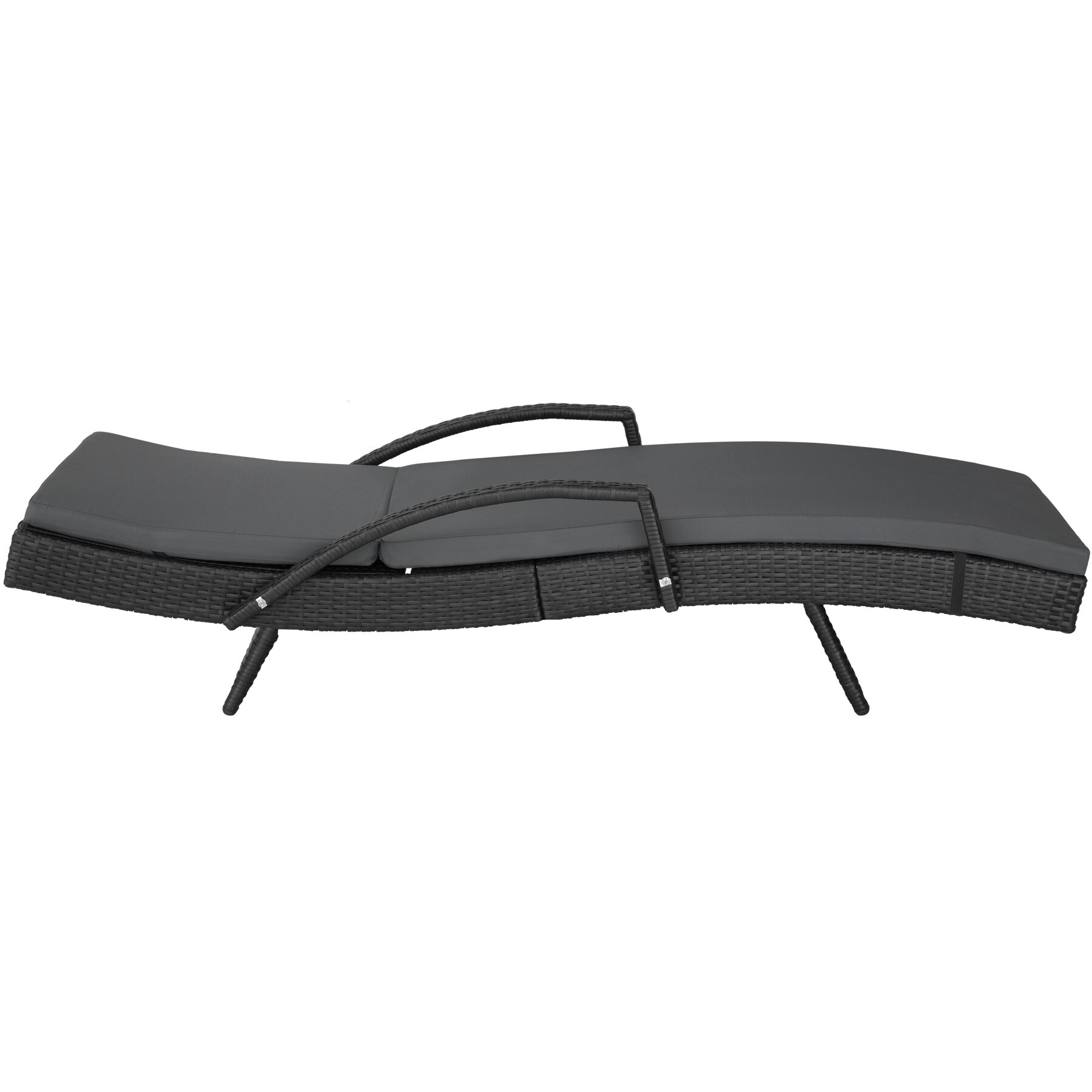tectake® Rattan Sonnenliege, mit Aluminiumgestell, UV-beständig, 190 x 62 x 34 – 74,5 cm