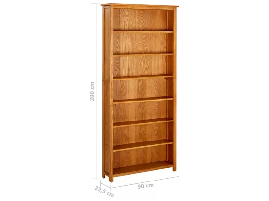 Bibliothèque à 7 niveaux 90x22,5x200 cm Bois de chêne massif