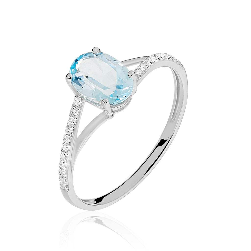 Bague Melyahae Or Blanc Topaze Et Diamant