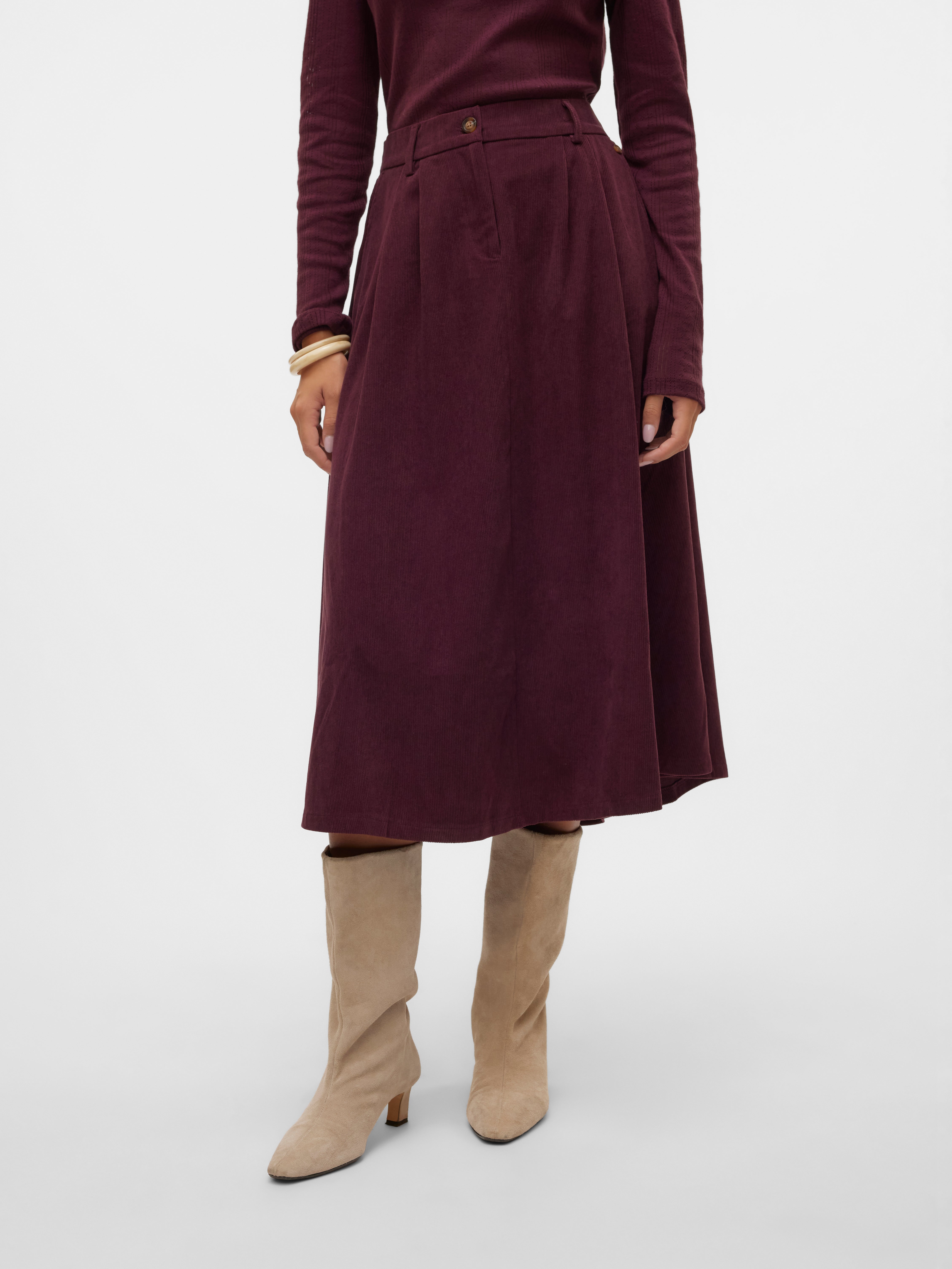 VMVIENNA High waist Corduroy Midi-rok