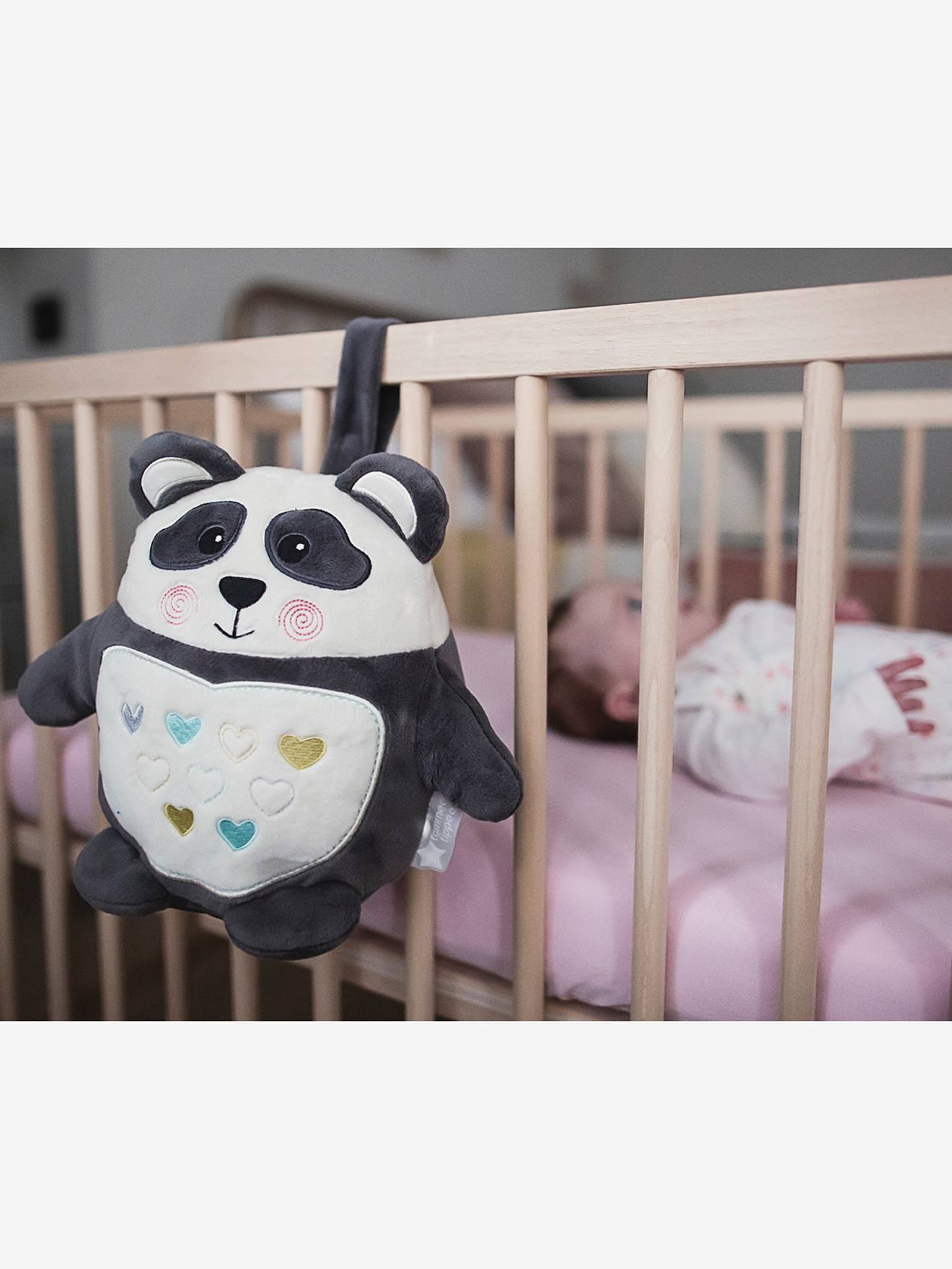 Luminária Noturna de Pelúcia Pippo, o Panda, Tamanho Médio, Preta Lisa com Estampas, TOMMEE TIPPEE
