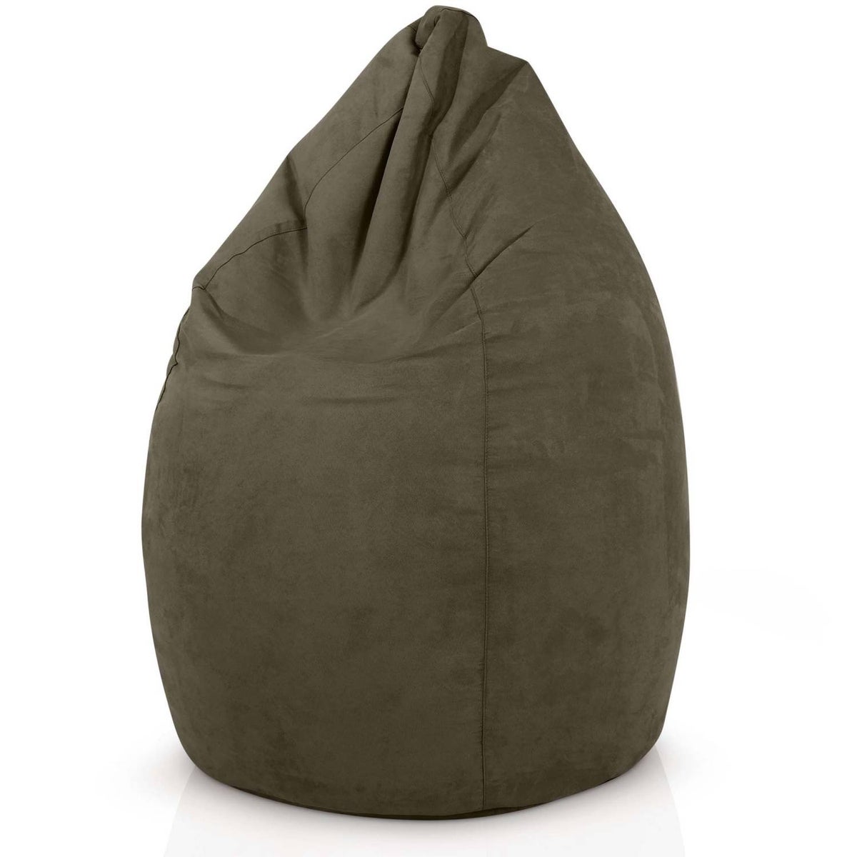 Green Bean Zitzak met rugleuning 60x60x90cm - Binnenzitkussen 220L vulling, comfortabel, wasbaar - Zitzak vloerkussen, loungestoel, voetenbank - Khaki