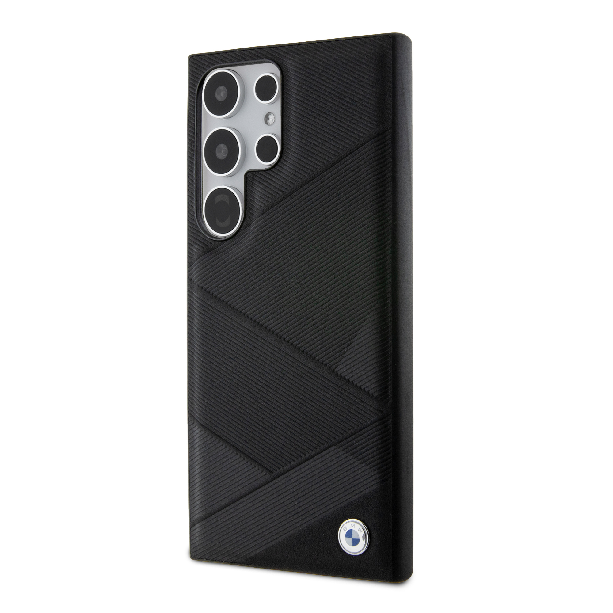 Samsung Galaxy S24 Ultra Leder Hardcase Hülle Crossing Lines Pattern (BMHCS24L23RCGPK) - Schwarz