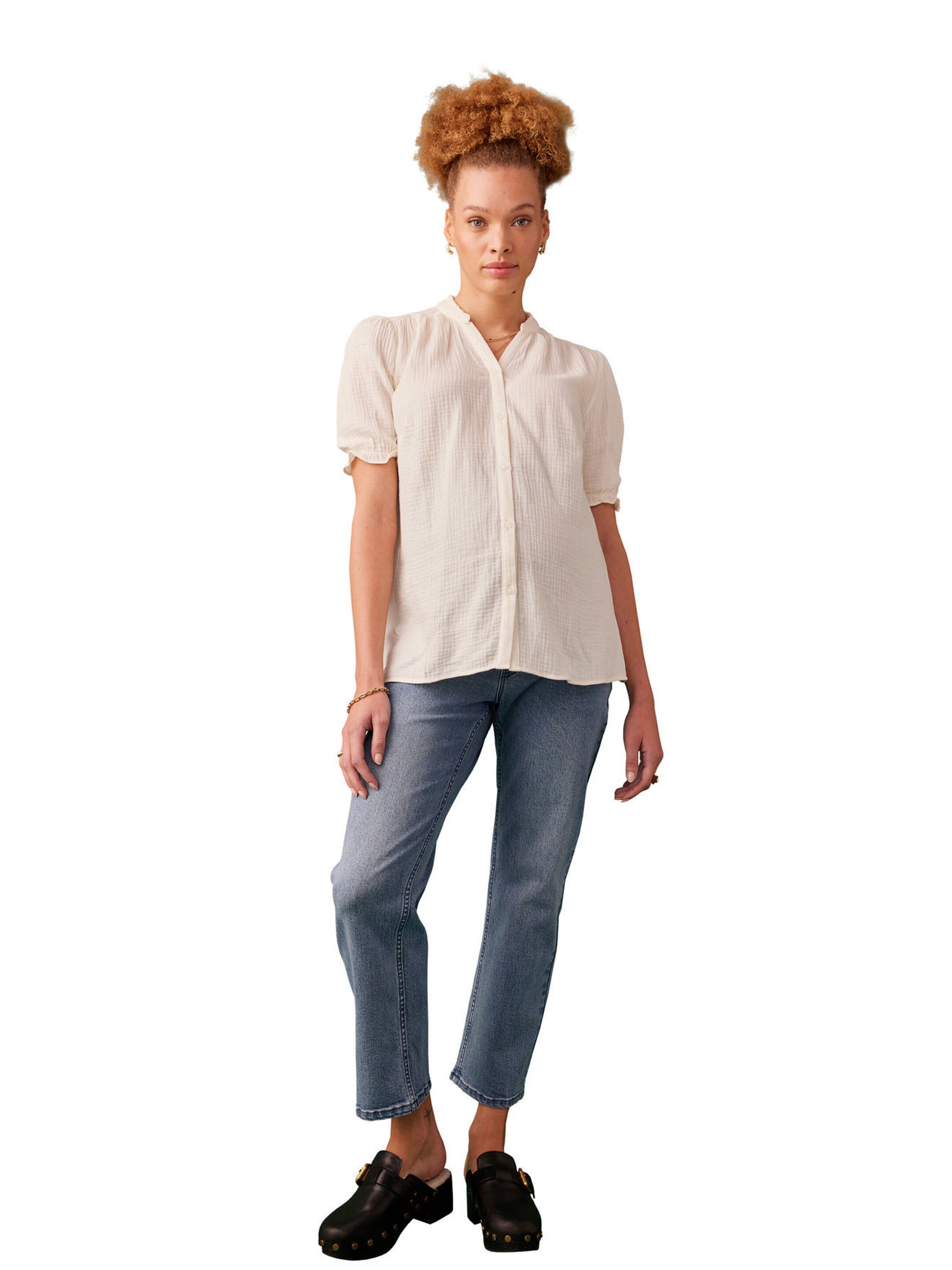 Envie de Fraise Musselinbluse für Schwangerschaft & Stillzeit wollweiß