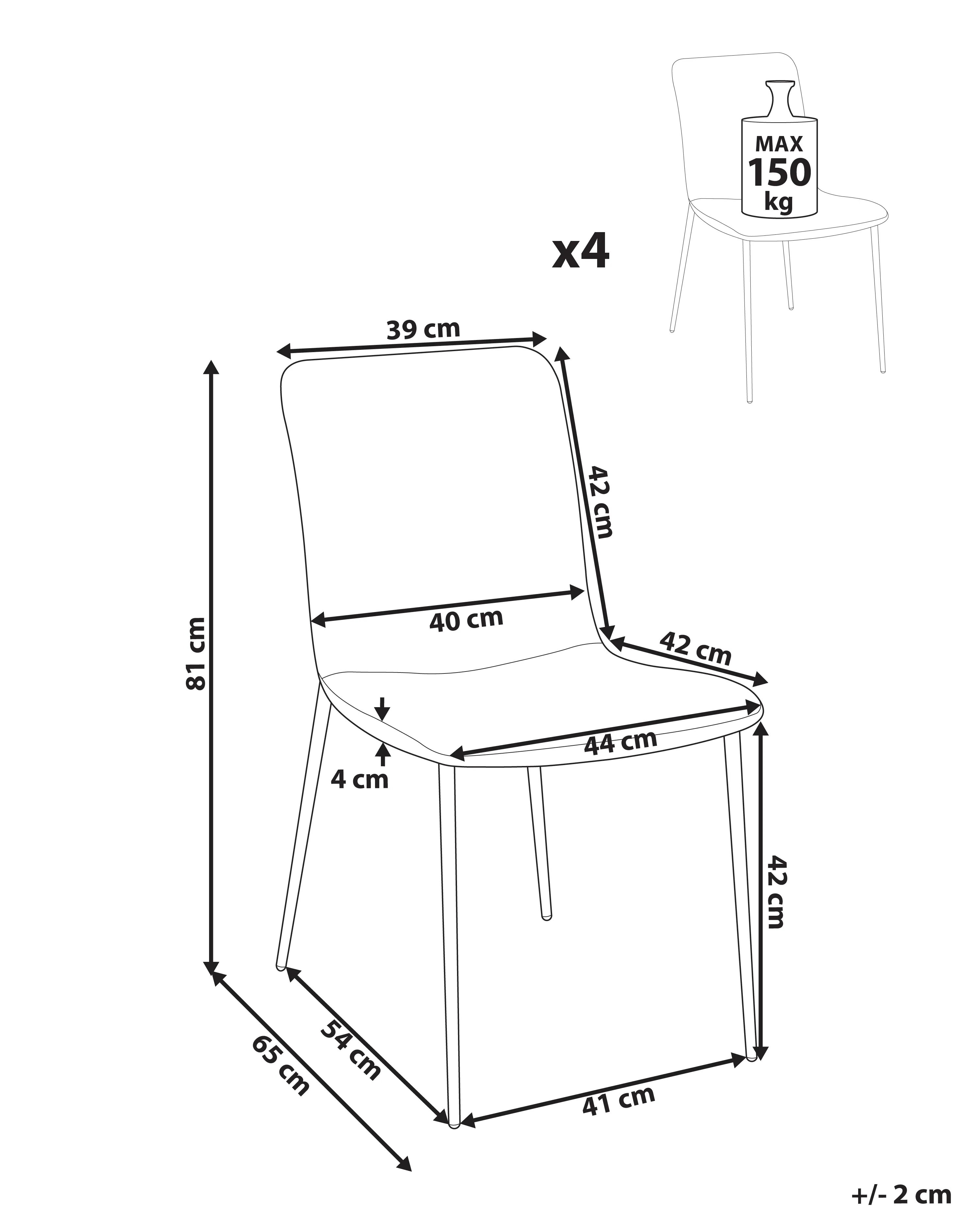 Set van 4 eetkamerstoelen GLENDIVE Lichtblauw
