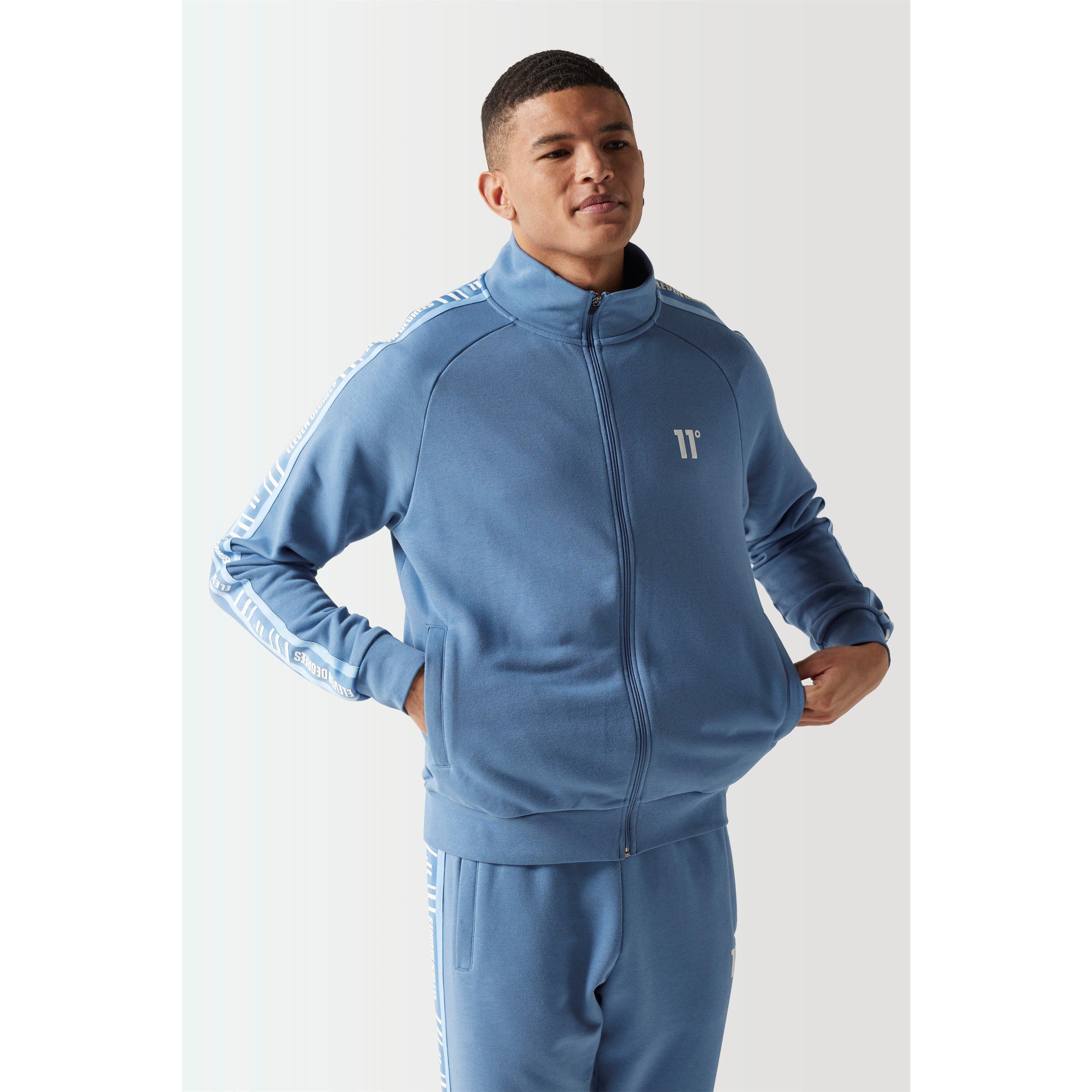 11 Degrees 11D Retro Taped Full Zip Sweat Top Elemental Blue