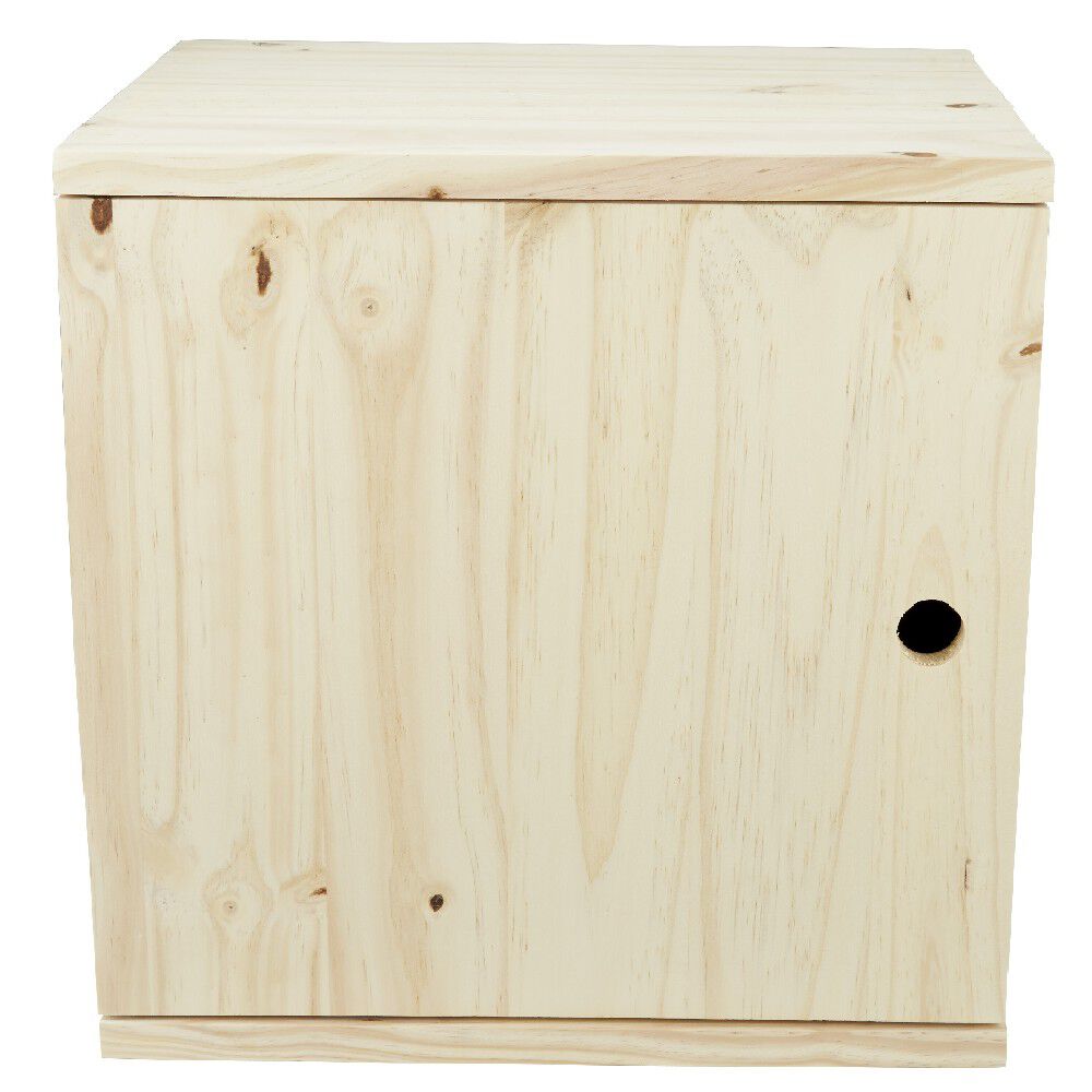 Cube de rangement 1 porte pin naturel