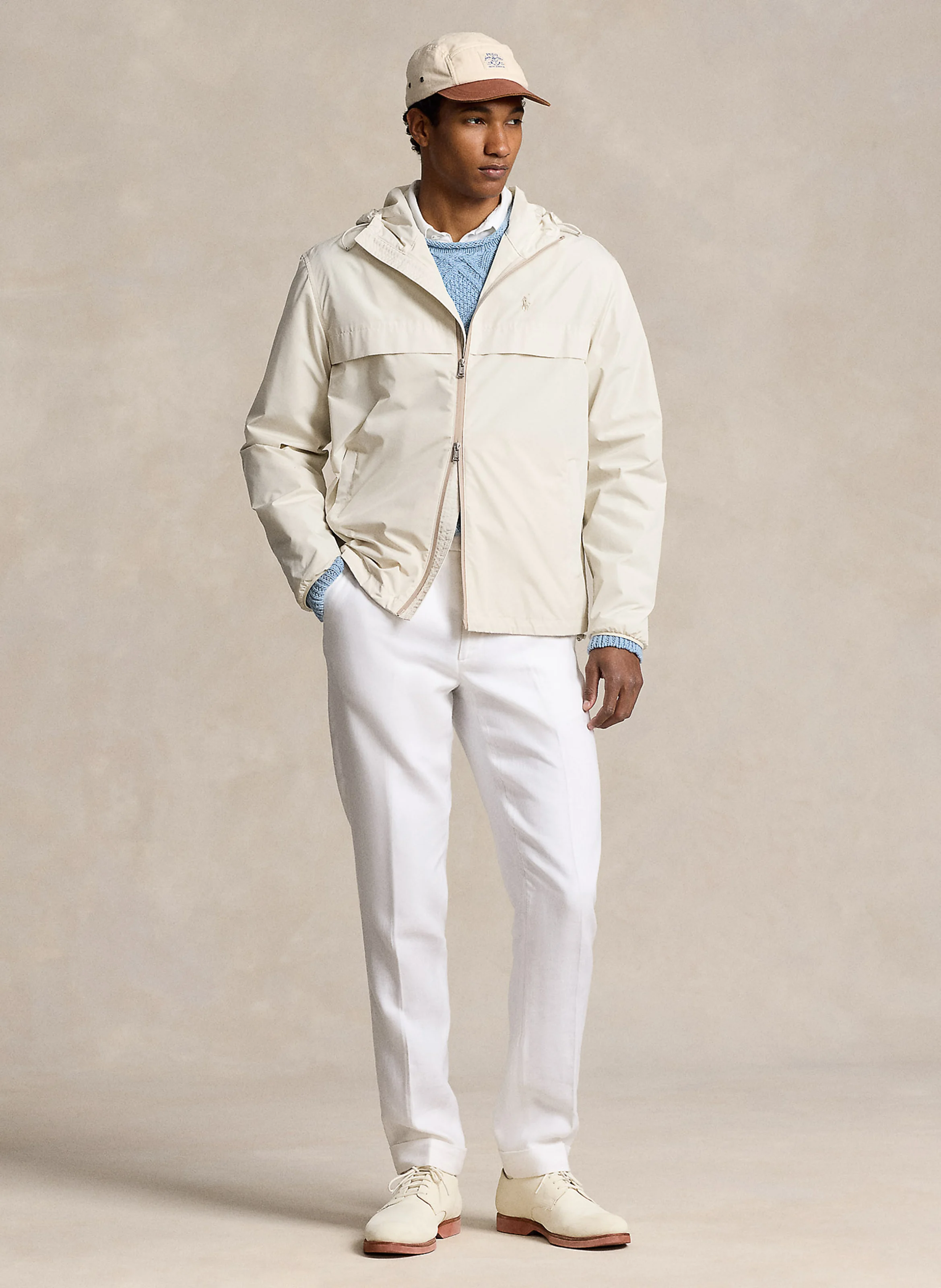 Veste droite col montant | Bleu