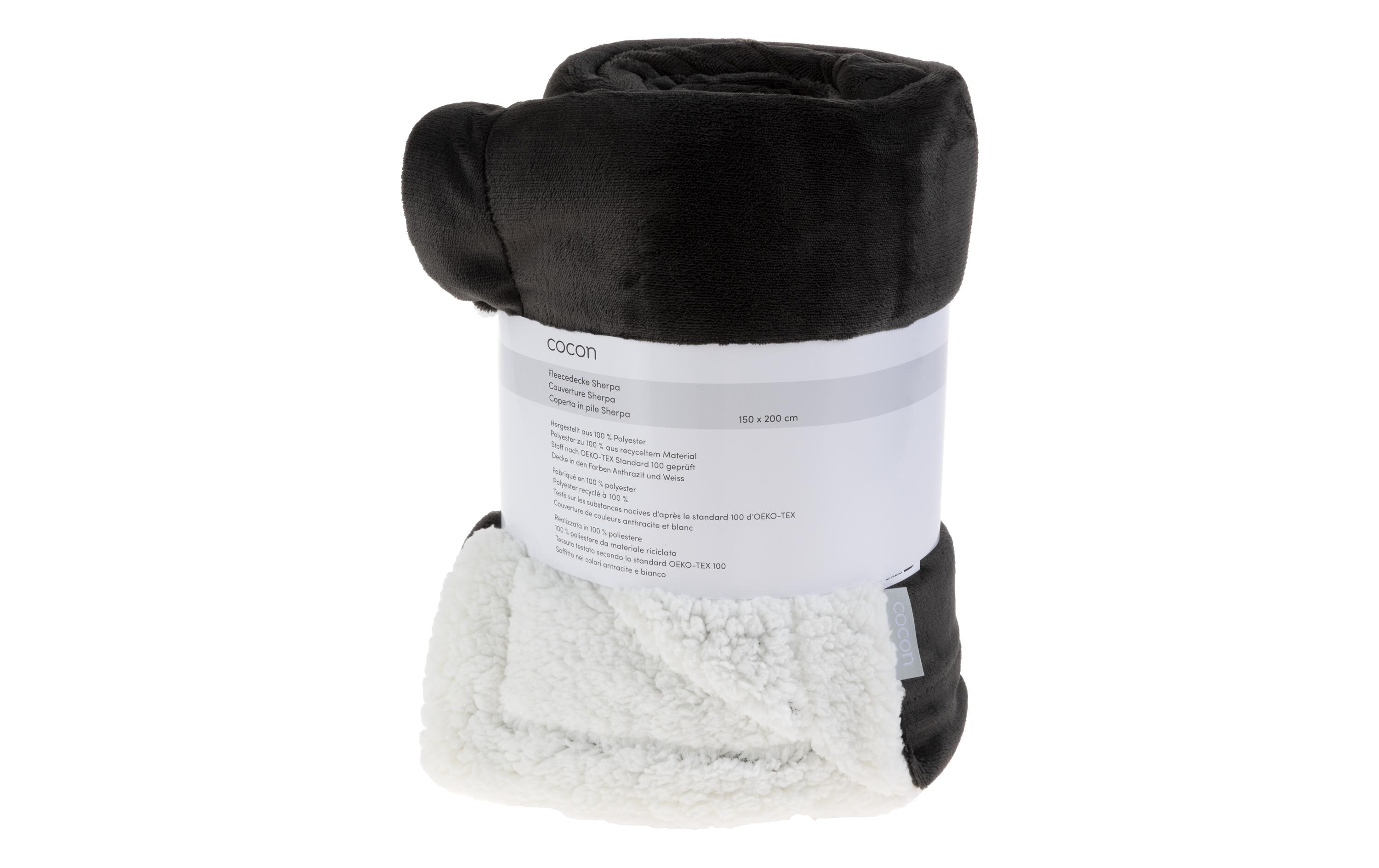 Decke Fleece Sherpa 150 x 200 cm, Anthrazit-WeissFlauschige Fleecedecke