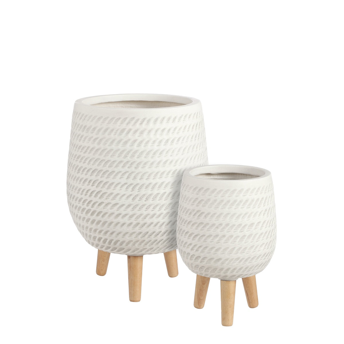 Mica decorations jardinière corda - 32x32x43 cm - magnésium - blanc - set de 2