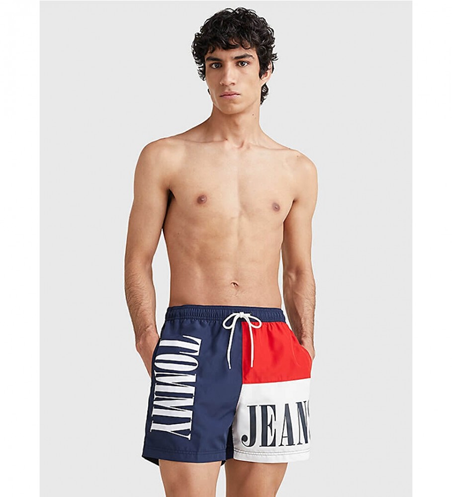 Maiô Tommy Jeans azul-marinho com blocos de cores