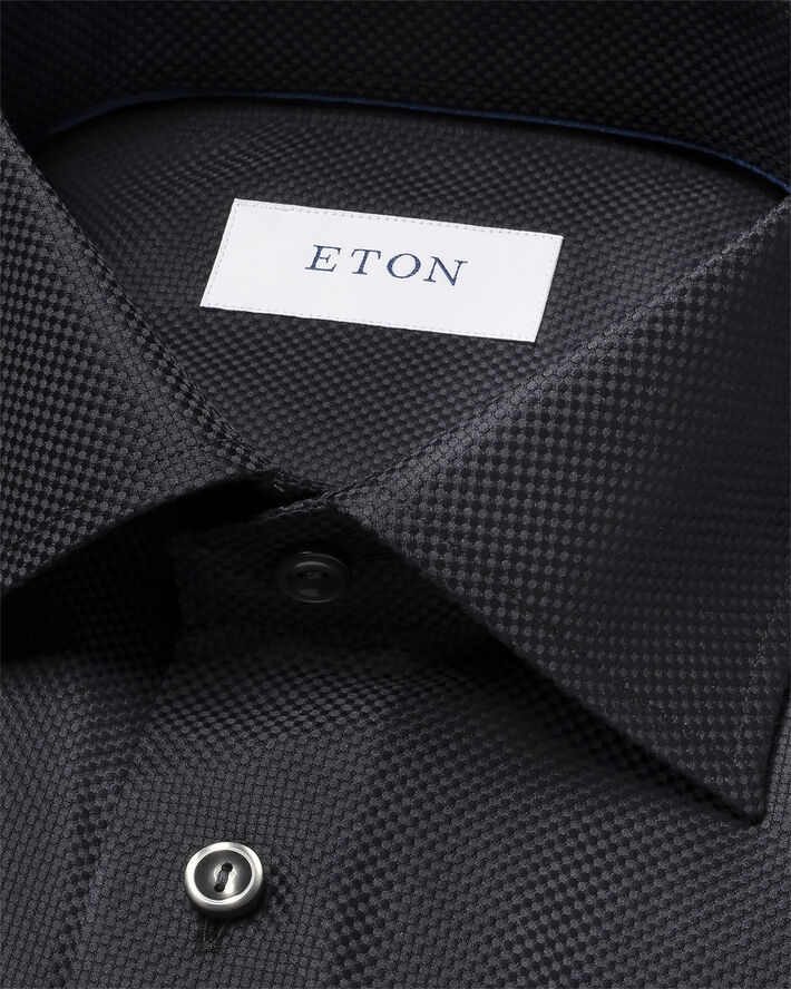 ETON Slim Fit Black King Twill Oxford Shirt Sort