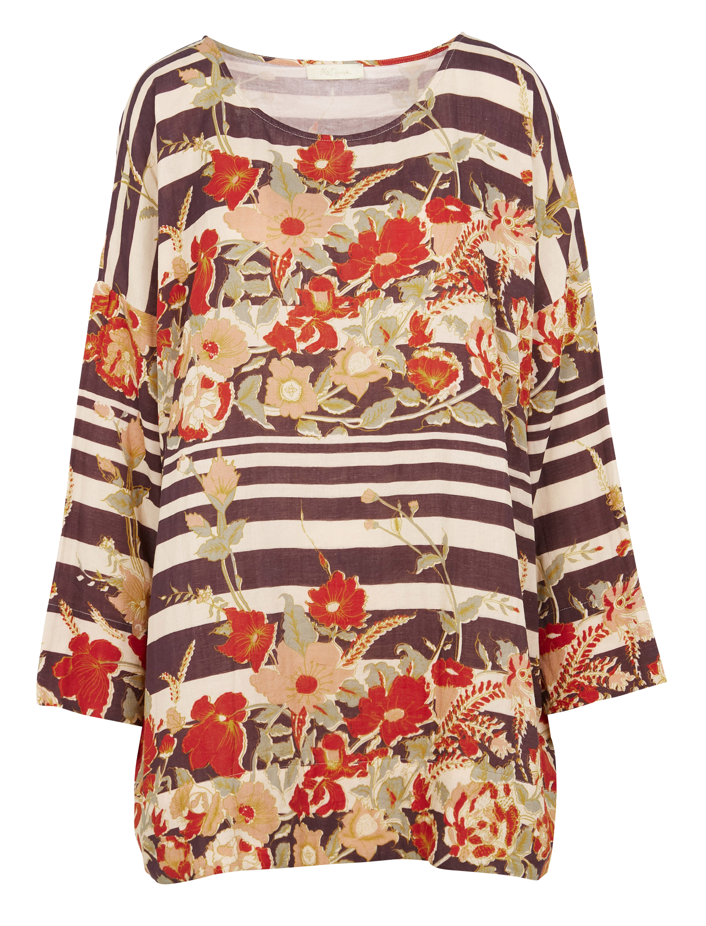 SEASON - Top col bateau oversize imprimé en coton | Bleu