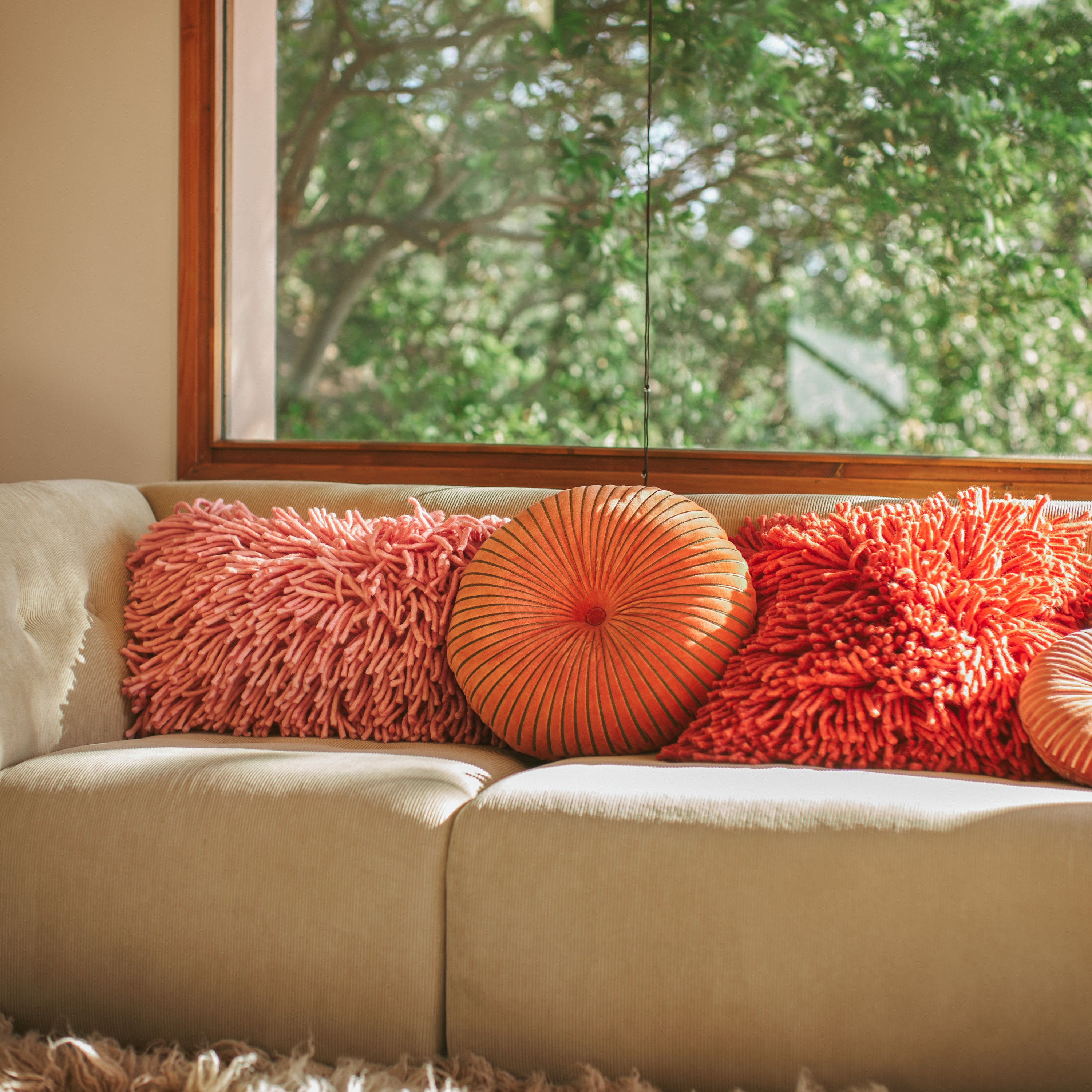 HKliving Round Ripple Sierkussen Ã 50 cm - Sienna