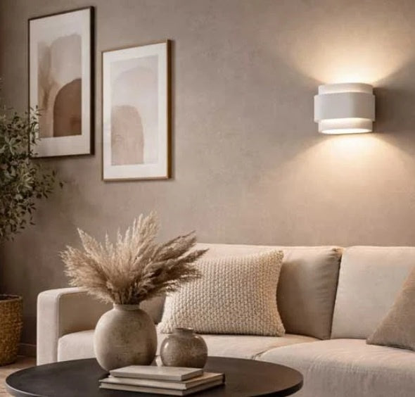 Artdelight Artdelight Wandlamp Gips  Metz Wit  2 Lichts